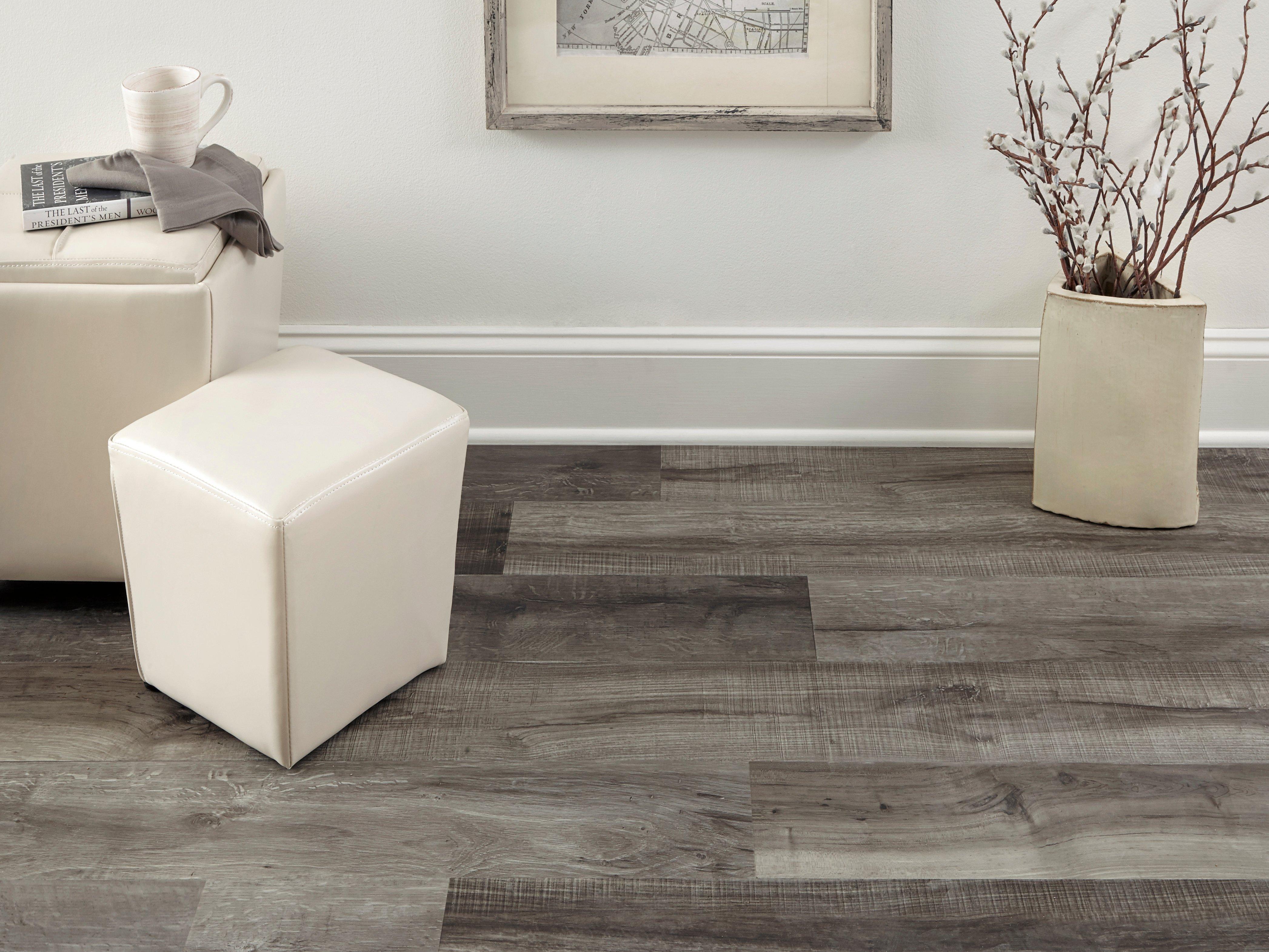 Light Gray Rigid Core Luxury Vinyl Plank - Cork Back