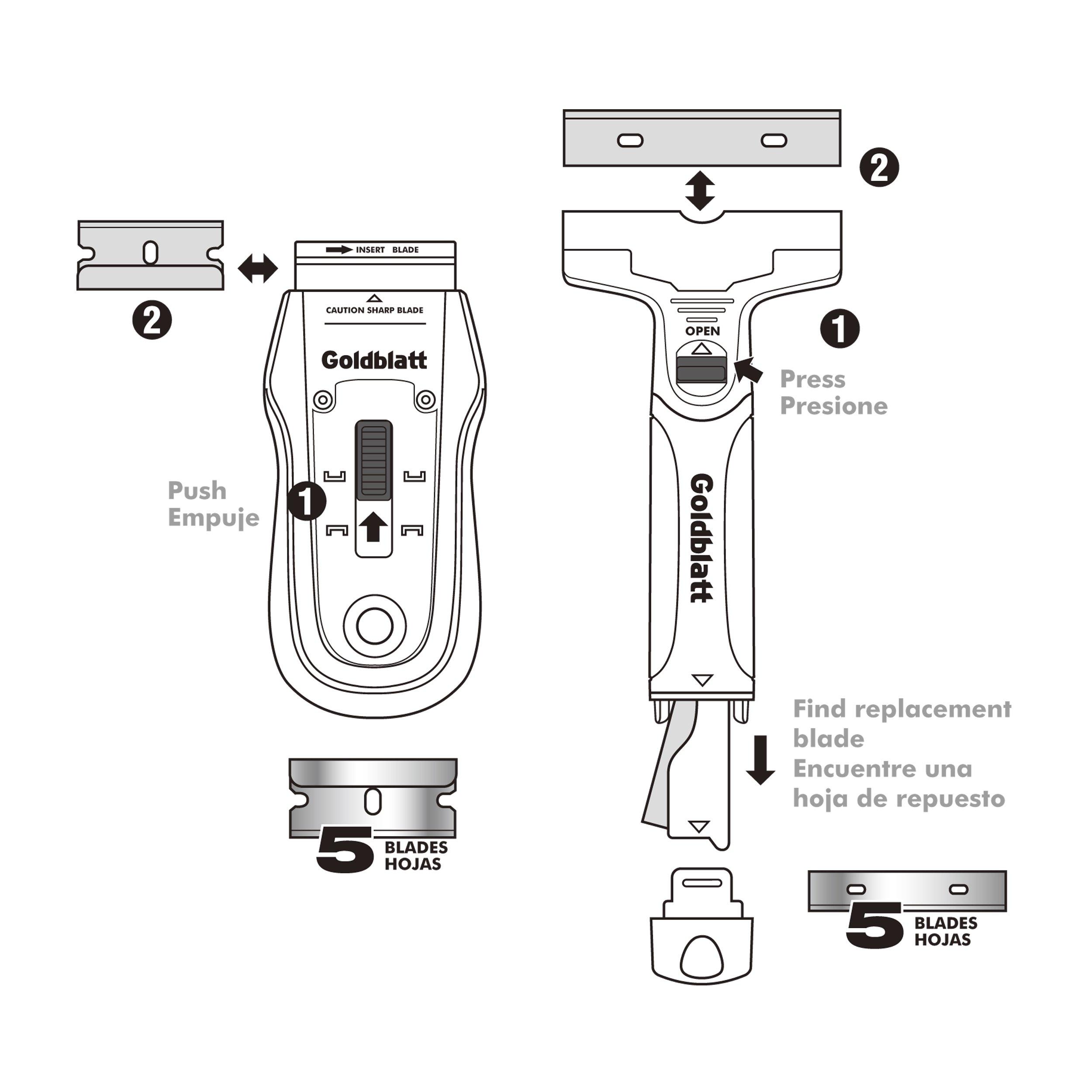 Goldblatt Razor Blade Scraper 2-piece Razor Scraper Tool with 15-piece  Blades