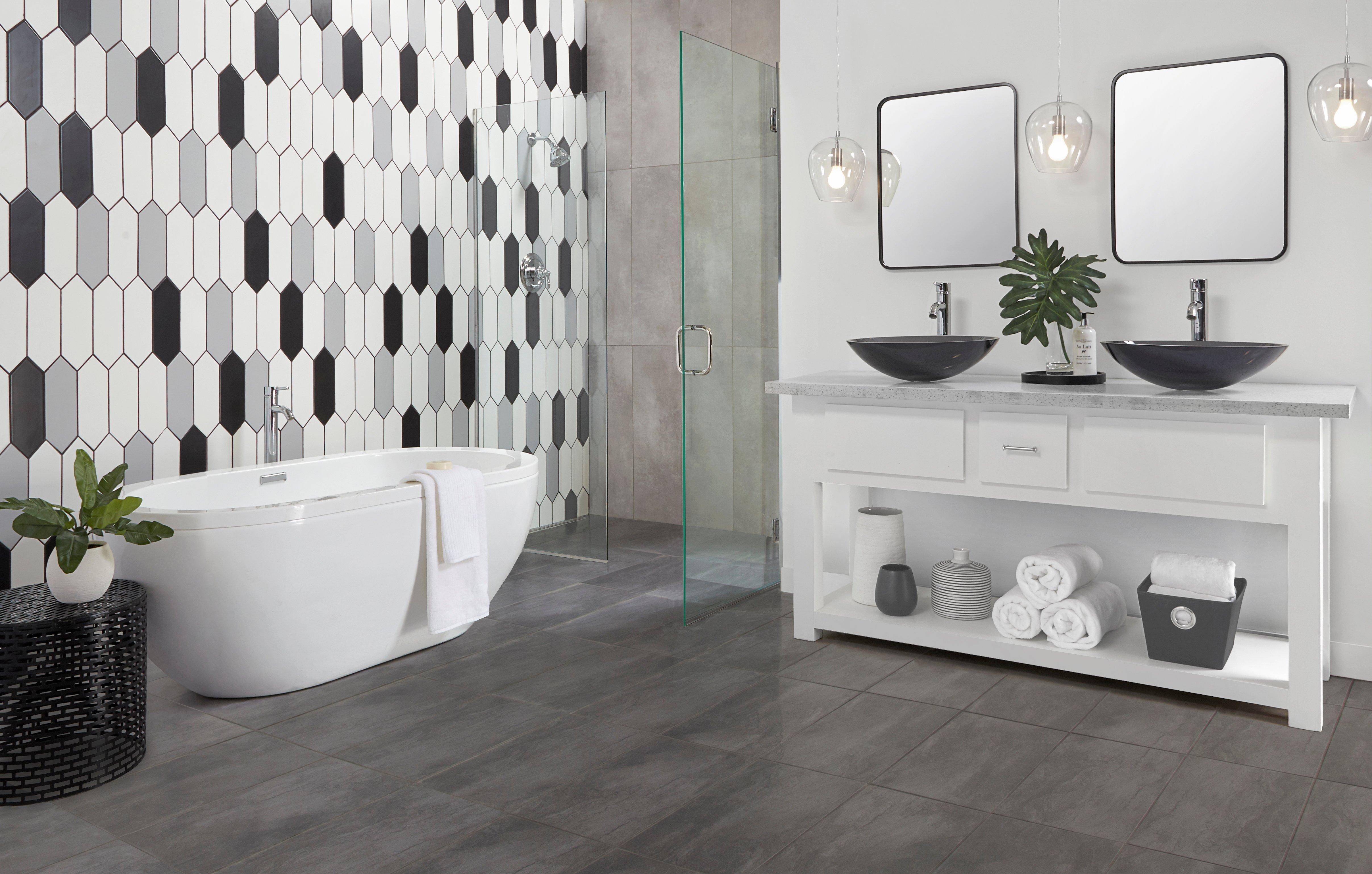 black white grey bathroom floors