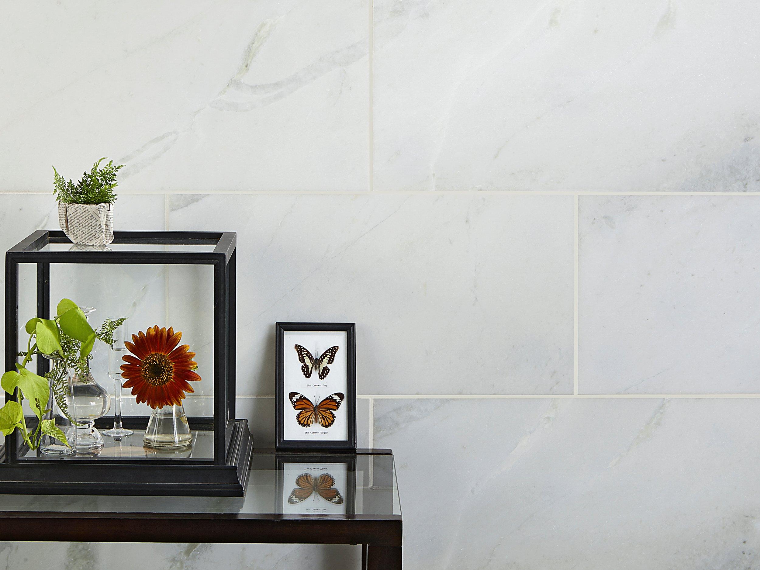 Sahara Carrara Polished Marble Tile | Floor and Decor
