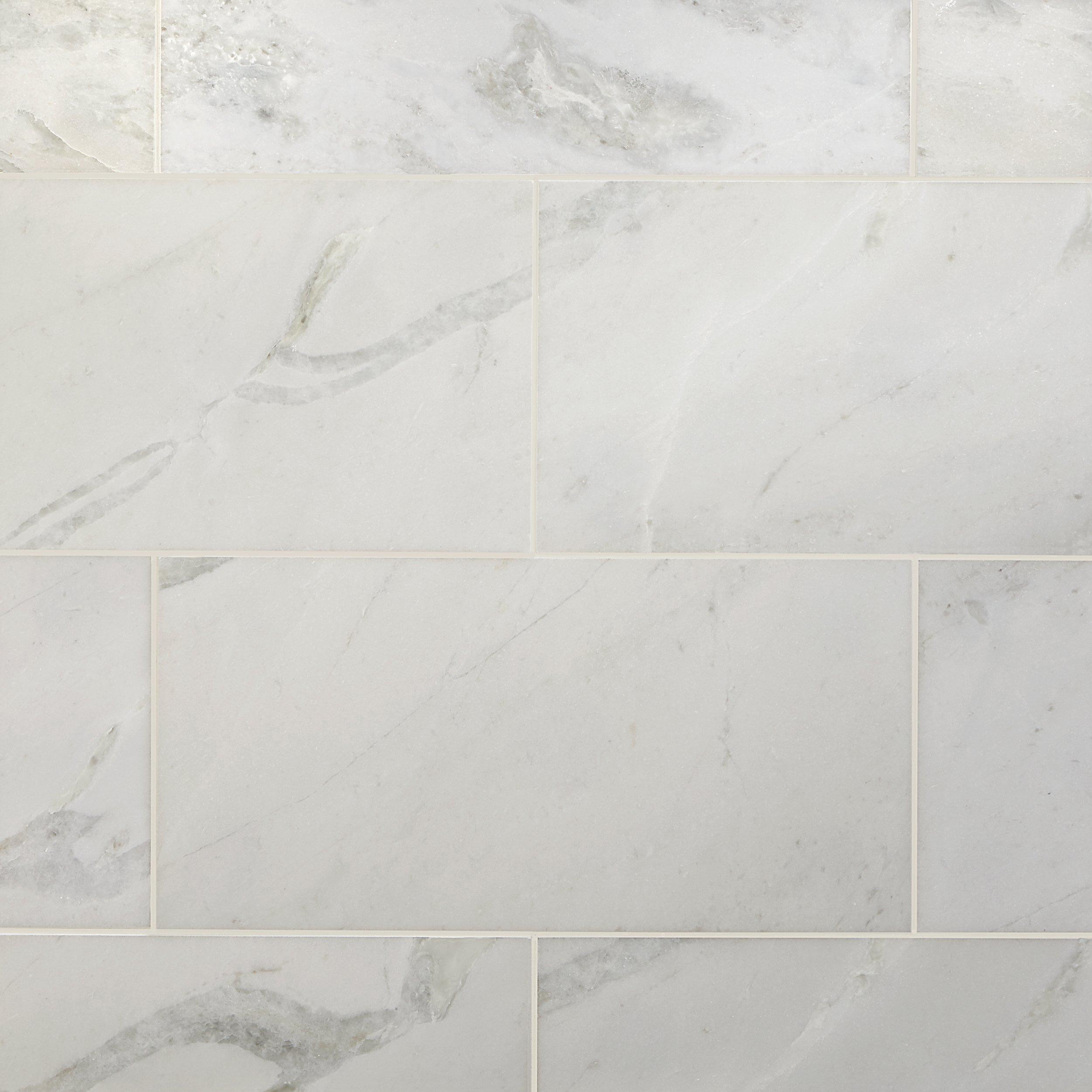 Sahara Carrara Polished White Marble Tile | Floor and Decor