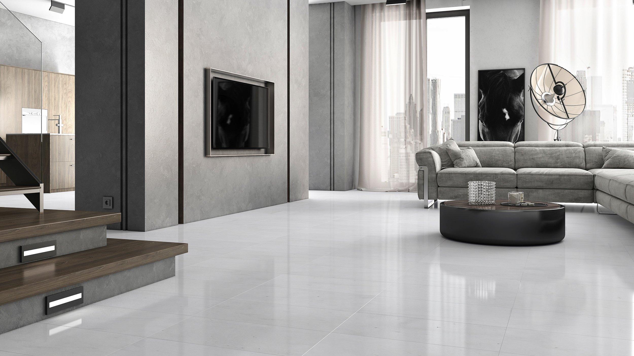 Anderson White Polished Floor Tiles - Tiles from Tile Mountain