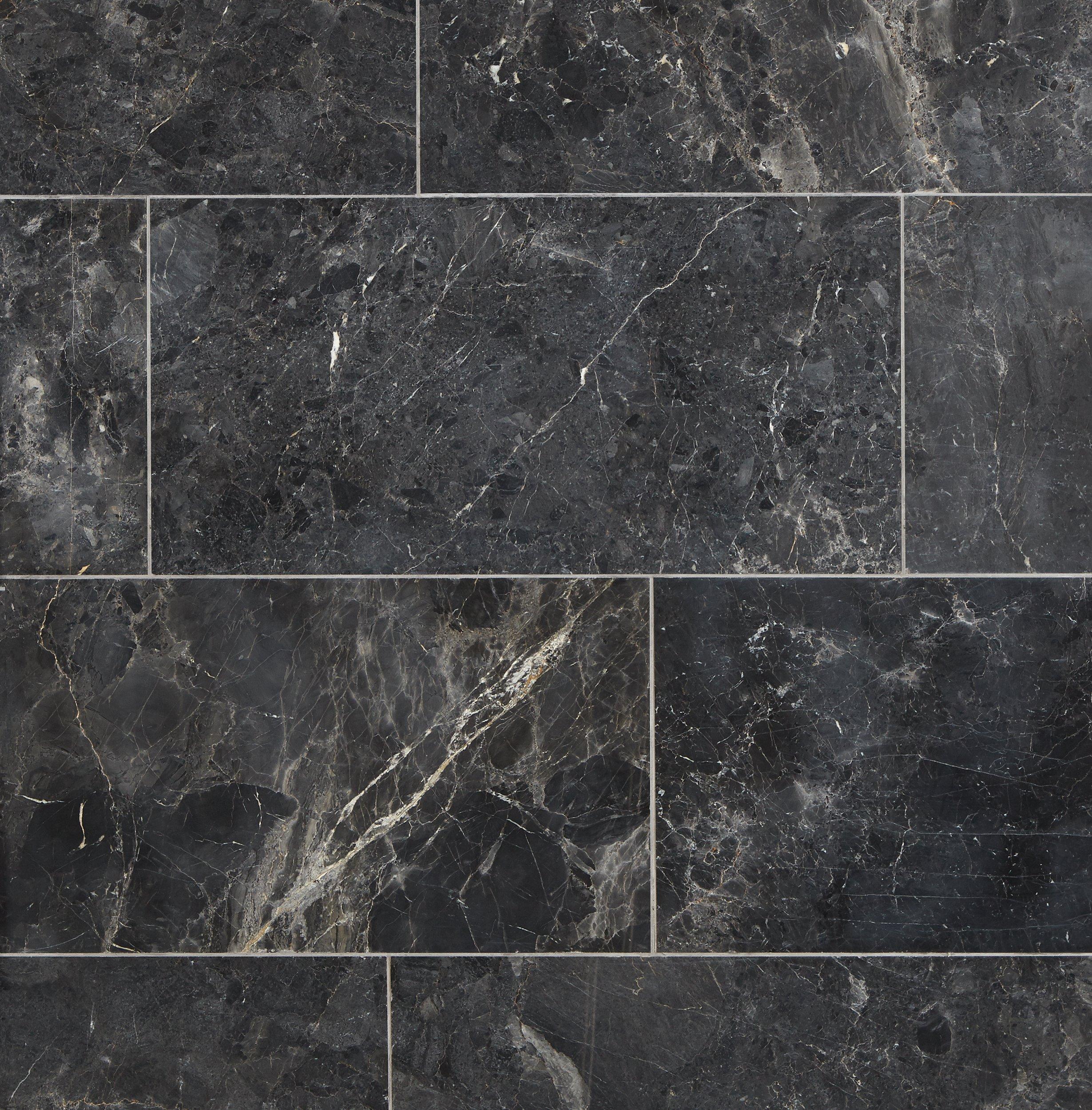 Silver Black Polished Marble Tile - 12 