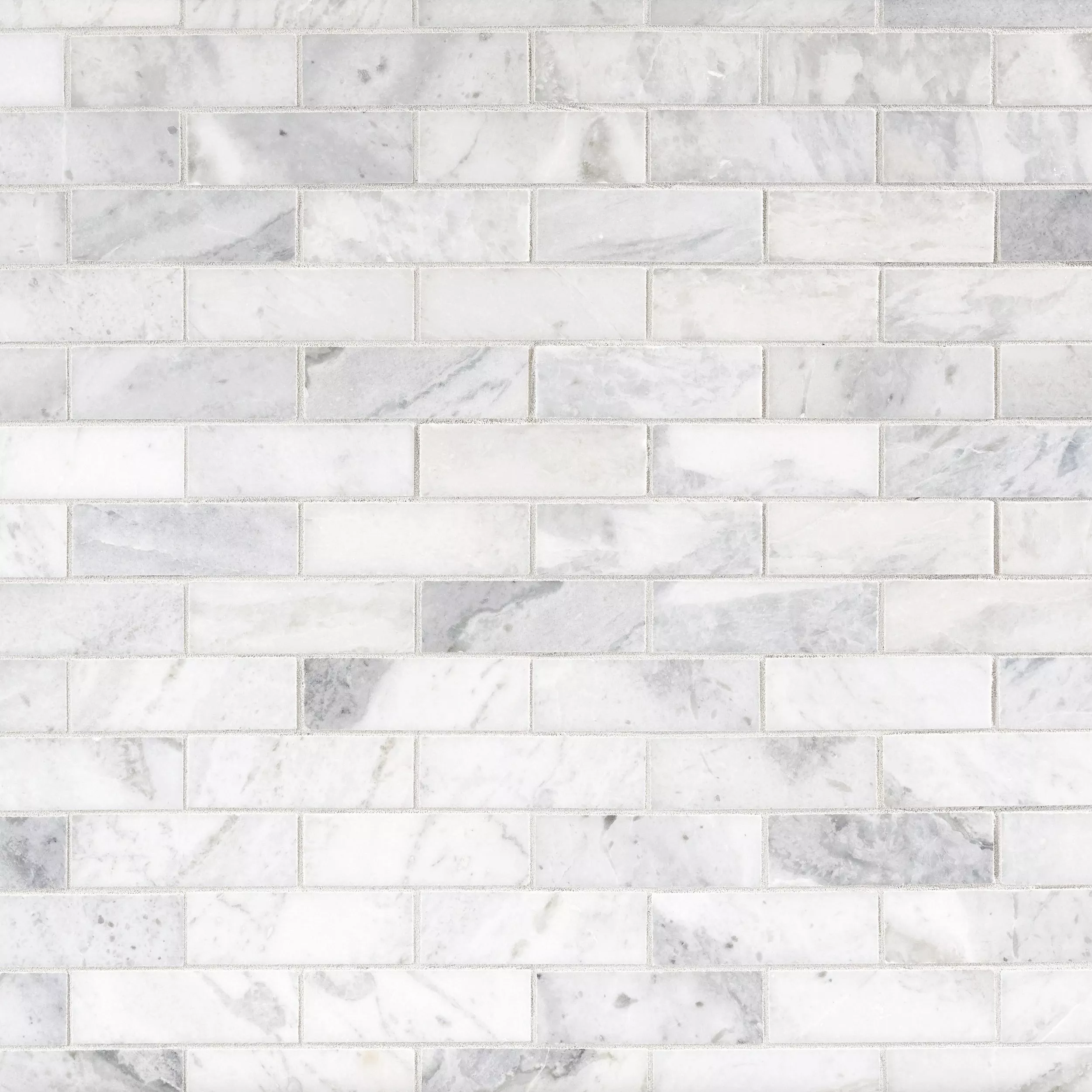Sahara Carrara Polished Brick Marble Mosaic | Floor and Decor
