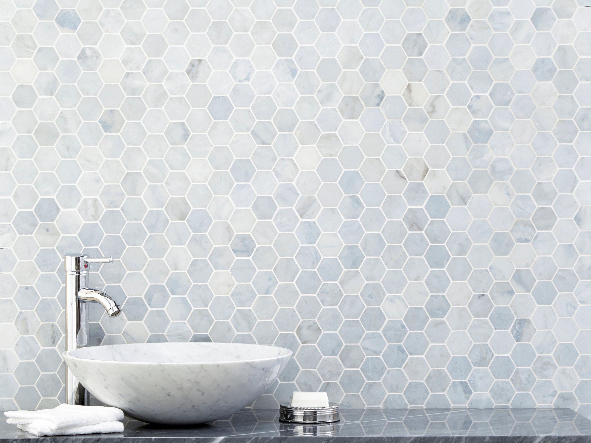 Blue Forest Hexagon Polished Marble Mosaic