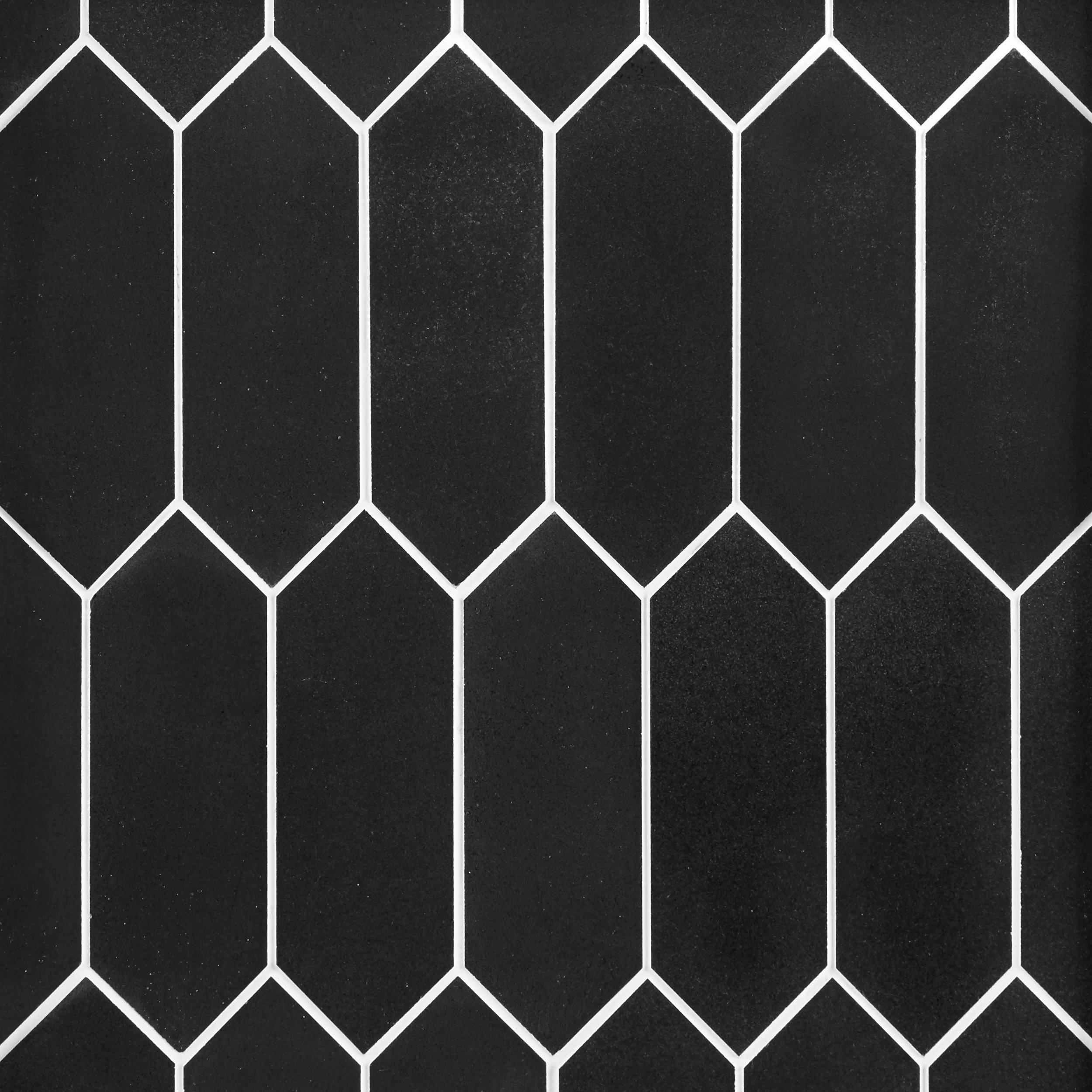 Jet Black Picket Honed Basalt Mosaic