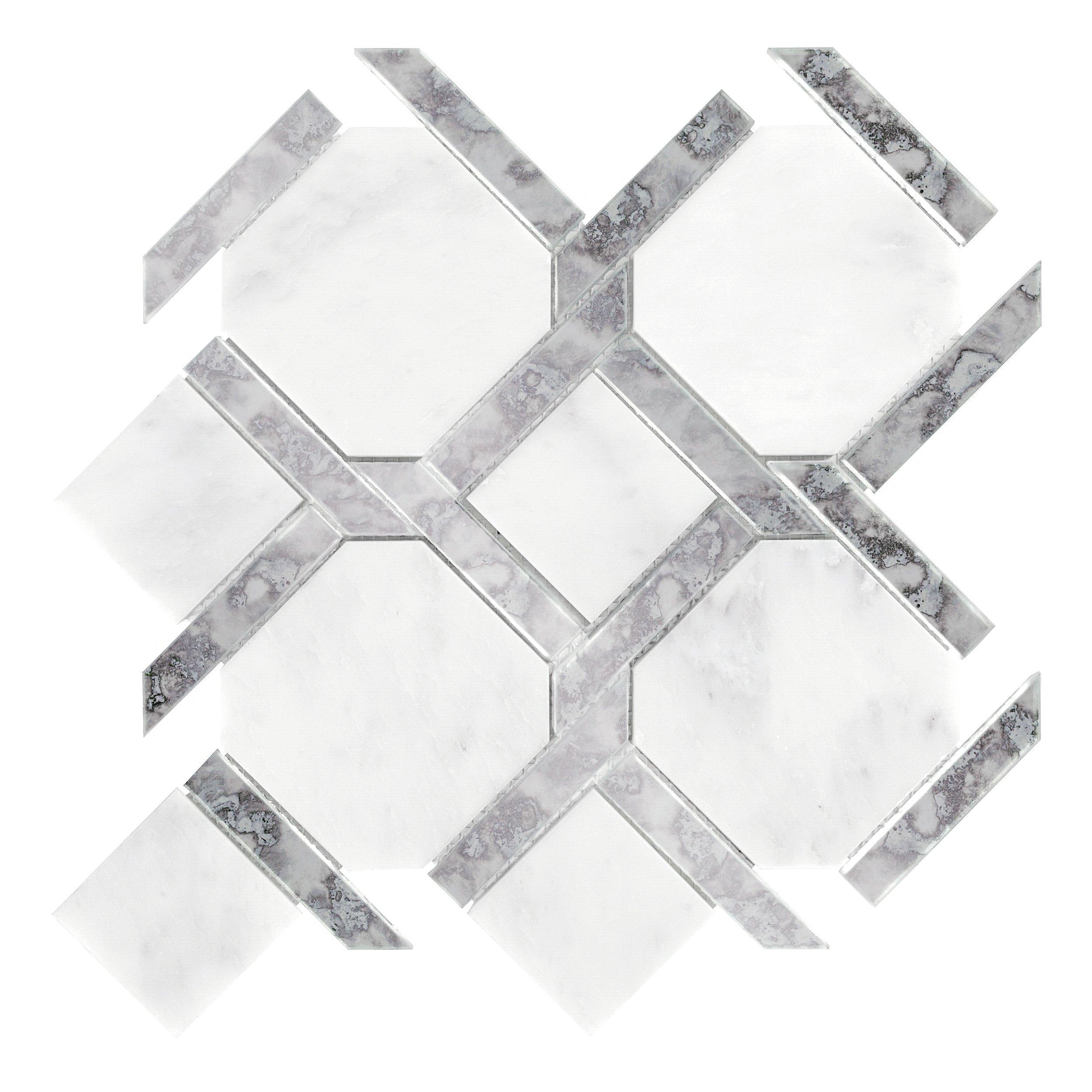 Seville Carrara White Mirror Polished Marble Mosaic