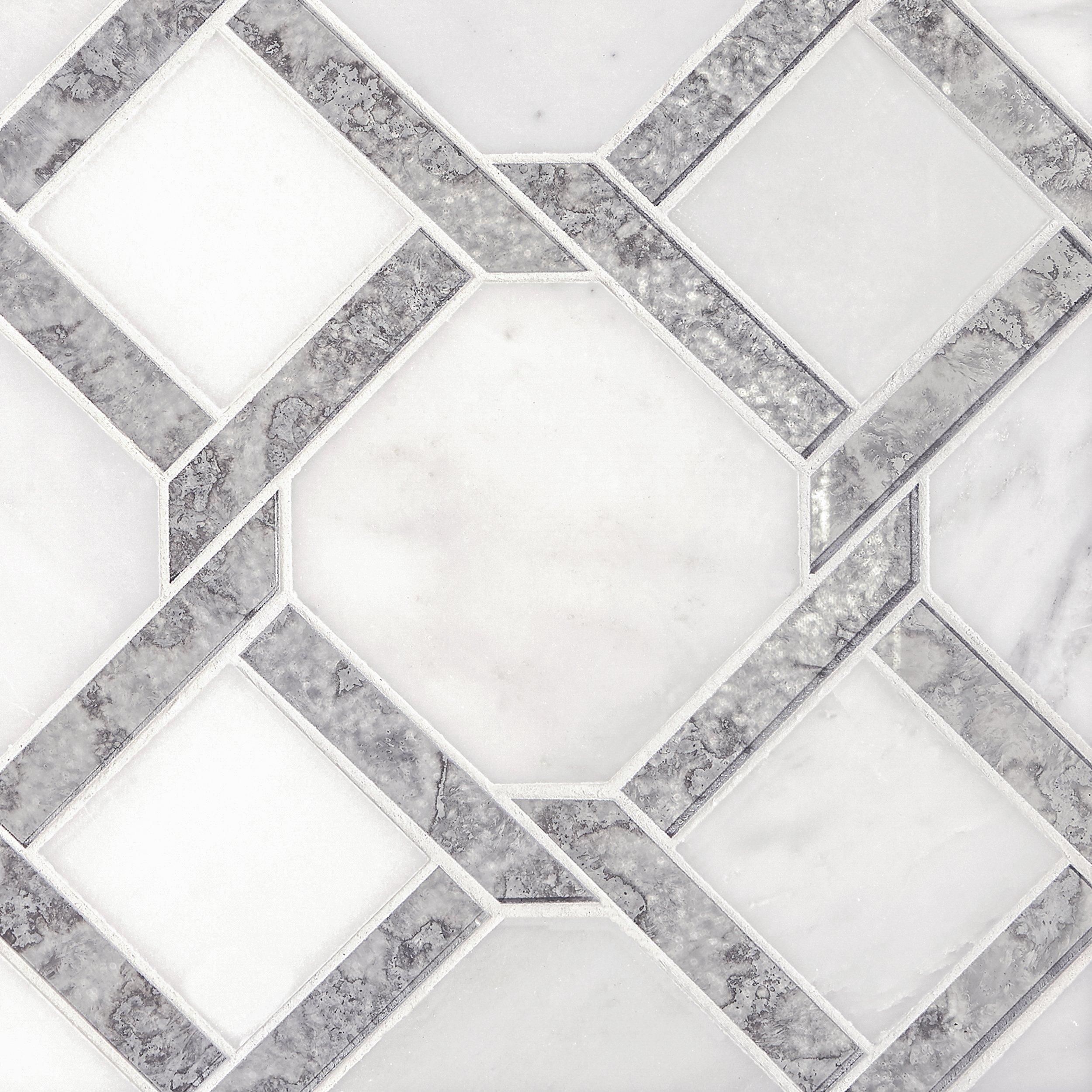 Seville Carrara White Mirror Polished Marble Mosaic