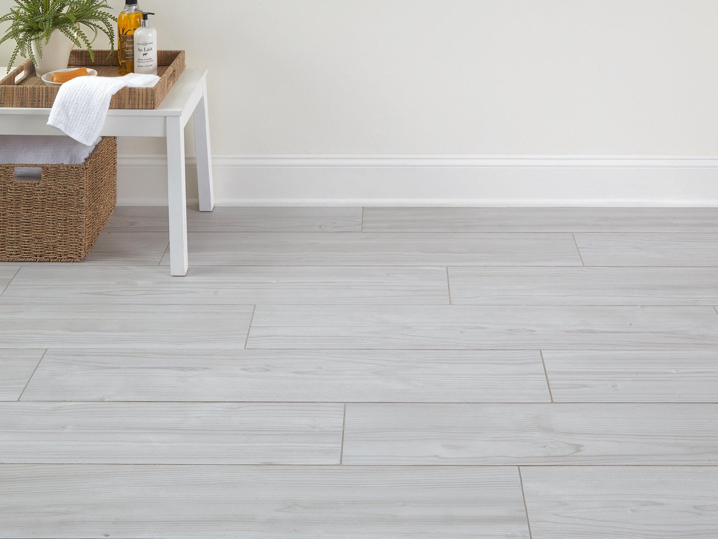 Finland White Wood Plank Porcelain Tile Floor And Decor 7885