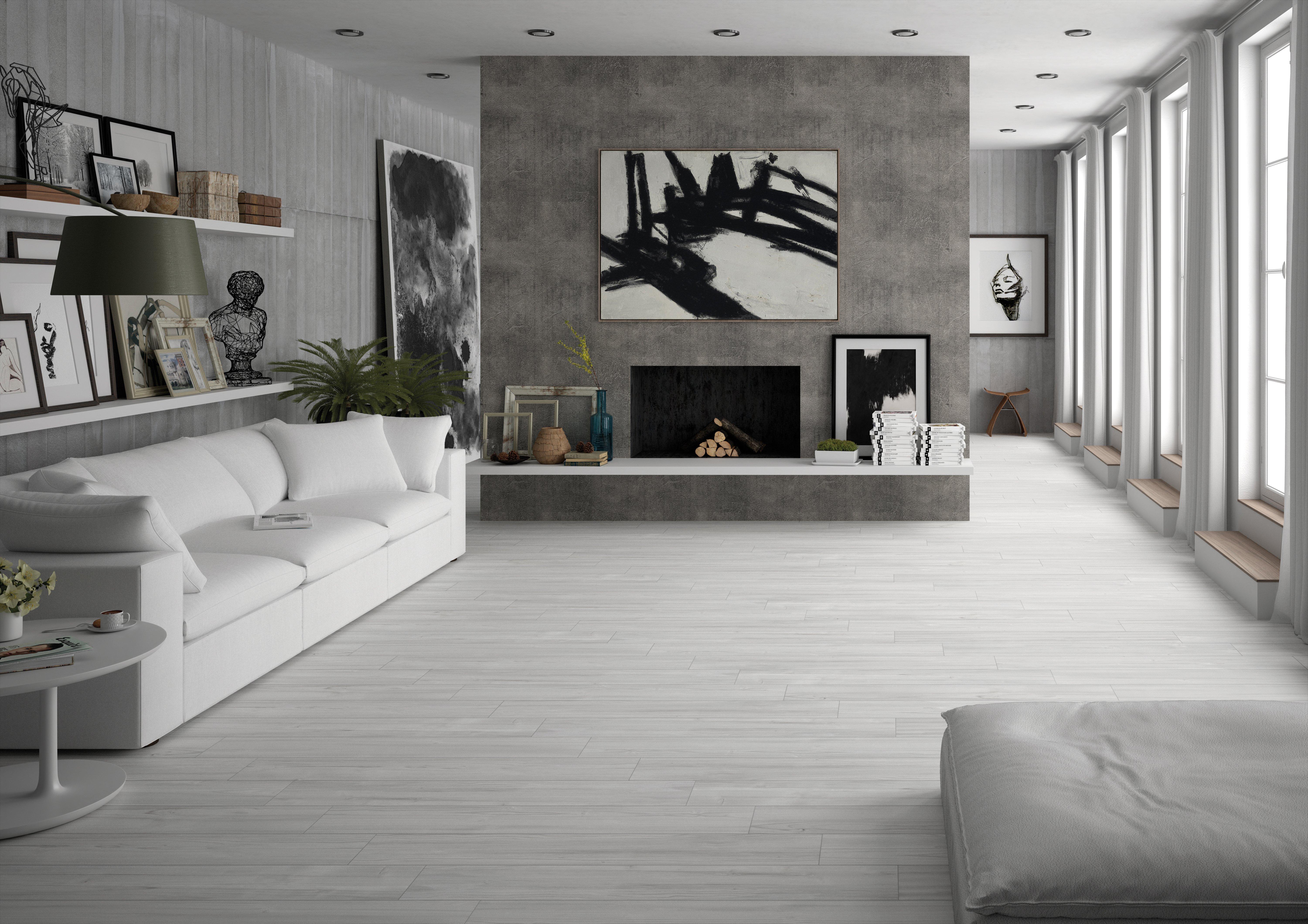 Finland White Wood Plank Porcelain Tile, Grey Wood Tile Floor Living Room