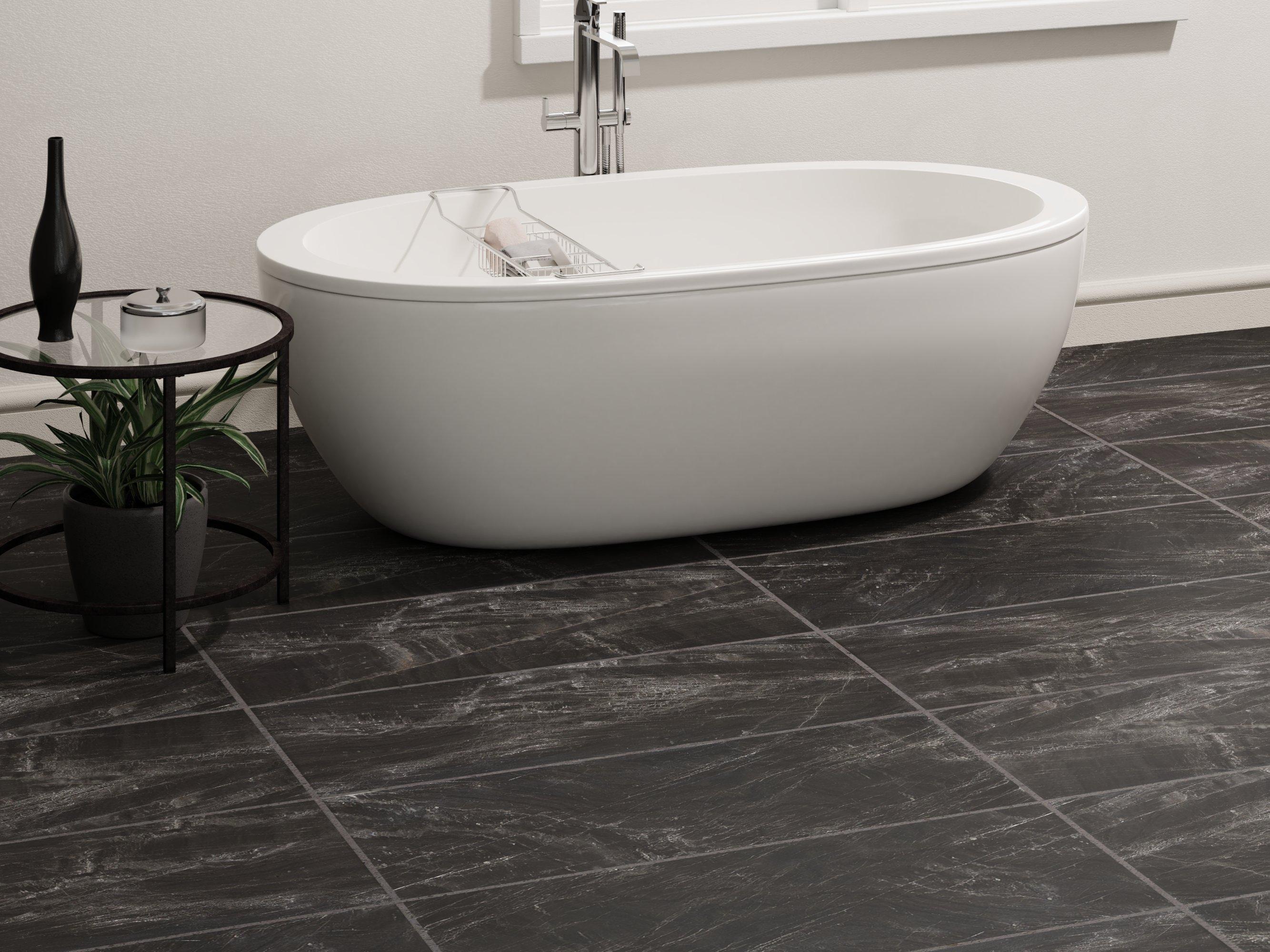 Atelier Black Honed Porcelain Tile, 18x36x5/16, Porcelain Flooring