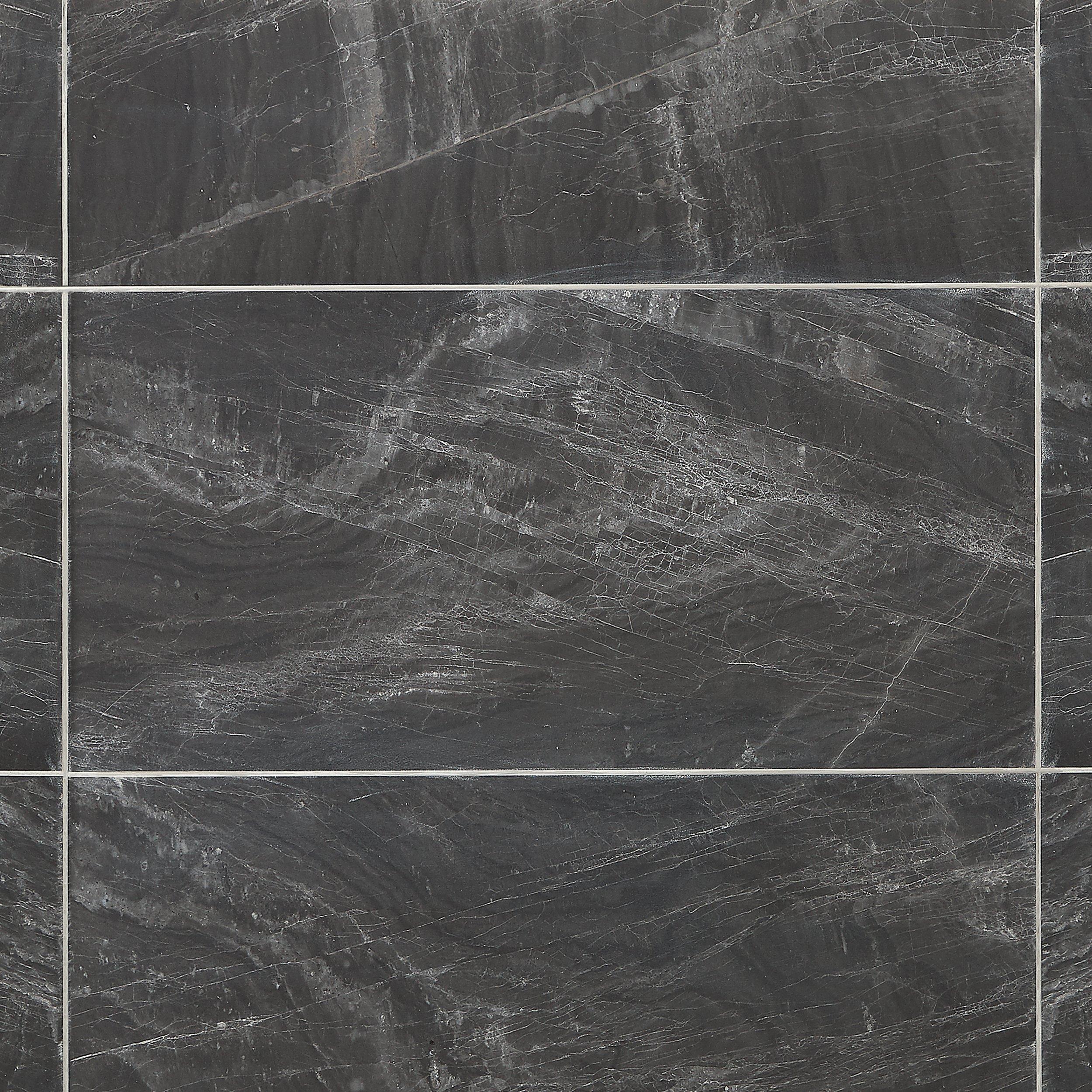 Atelier Black Honed Porcelain Tile, 18x36x5/16, Porcelain Flooring