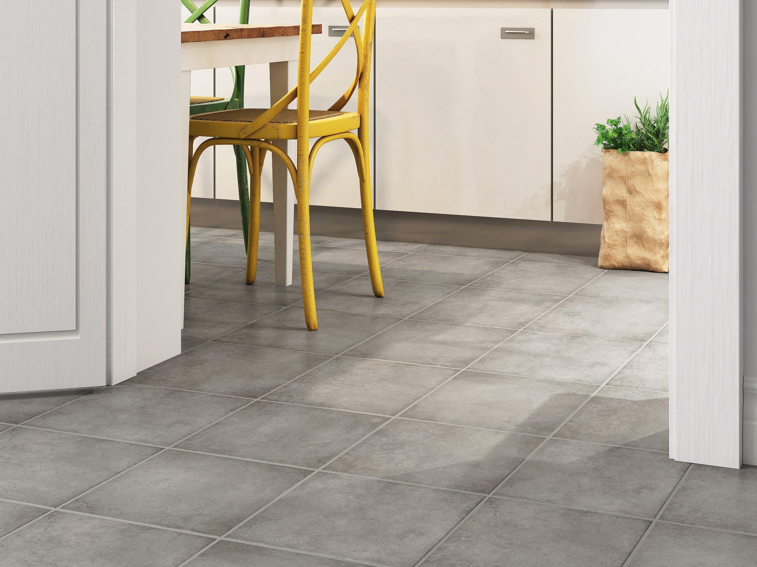 Grey 12x12 Tile Dining Room Floor