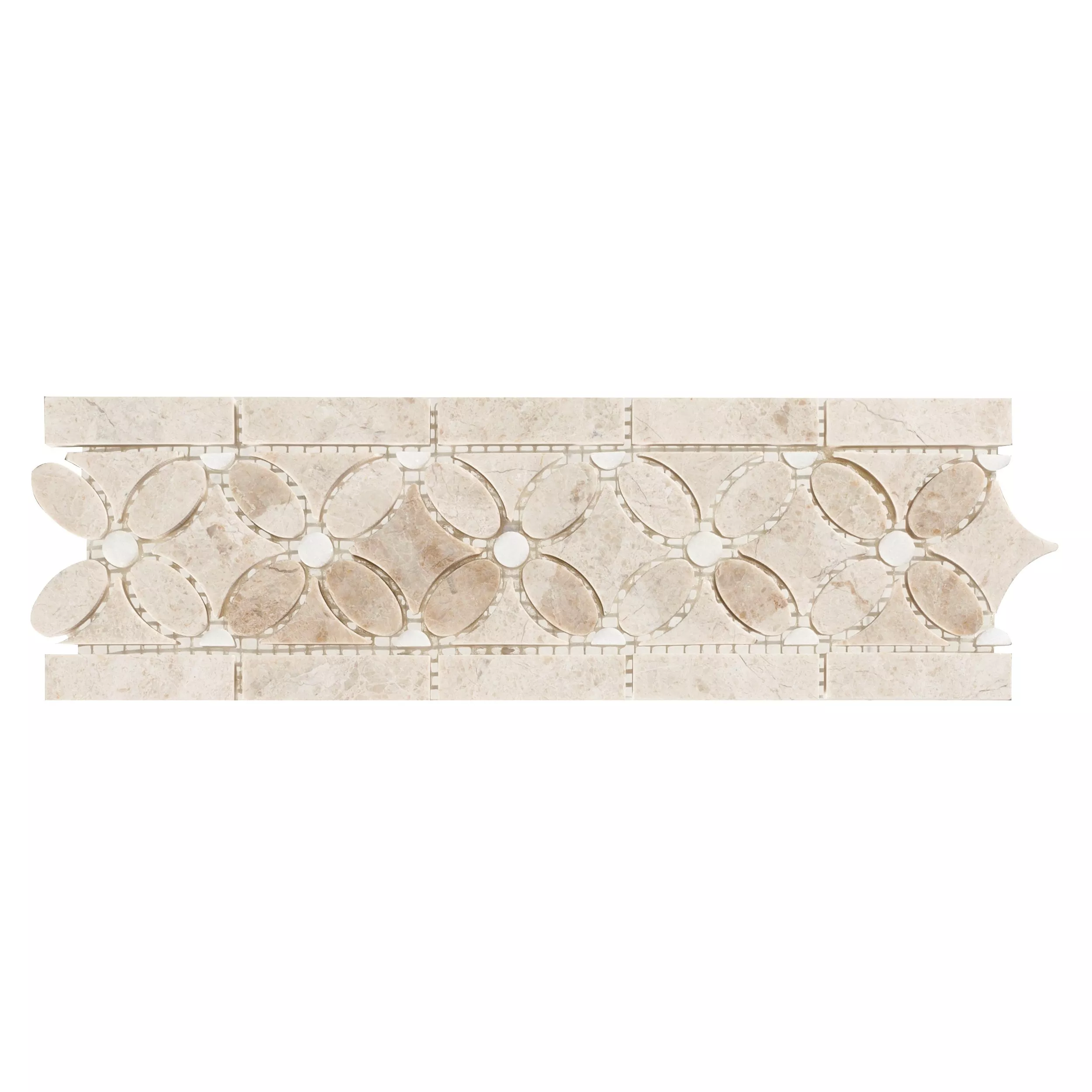 Crema Royal Thassos Floral Polished Marble Border