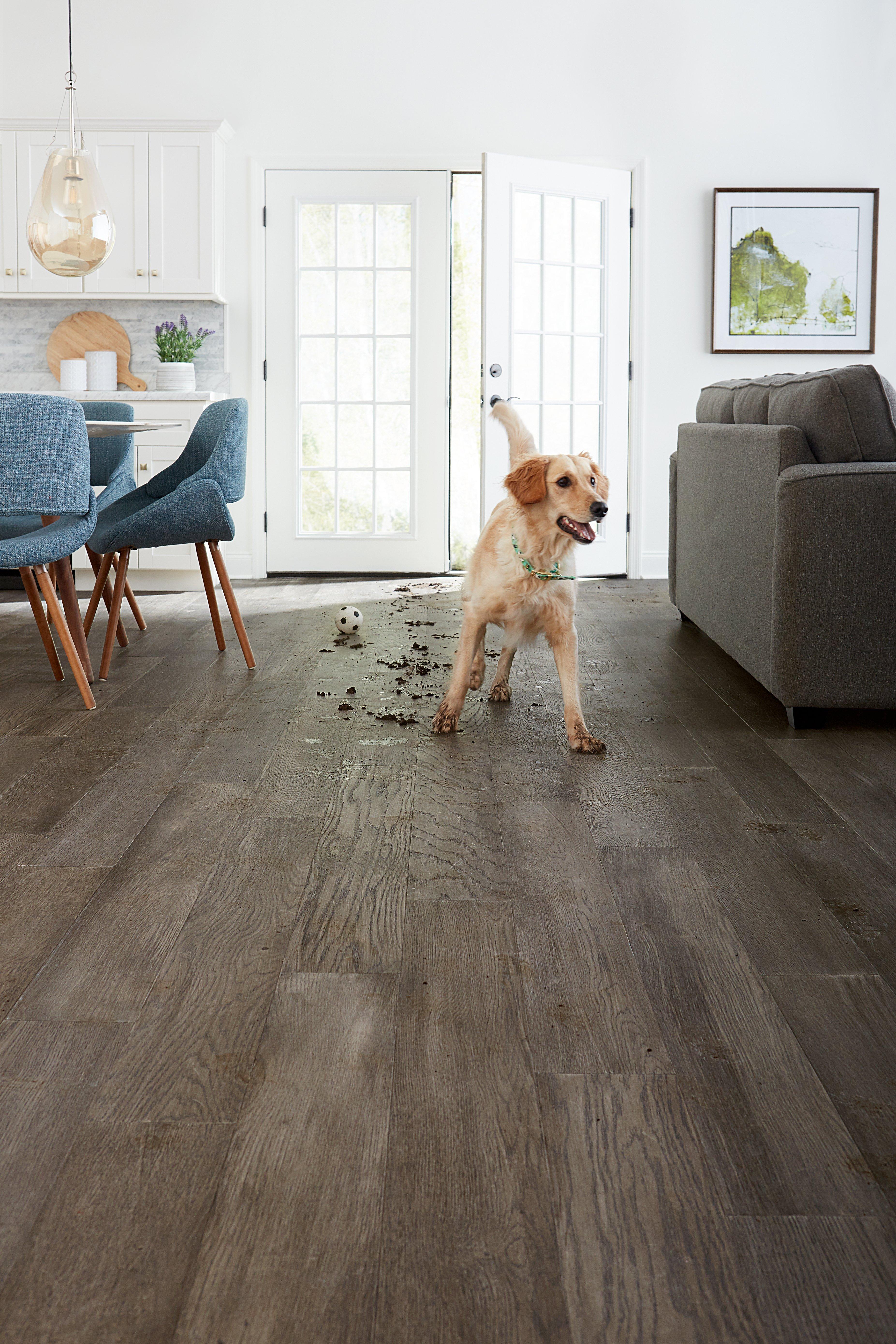 Medium Gray Oak Wire Brushed Water Resistant Engineered Hardwood