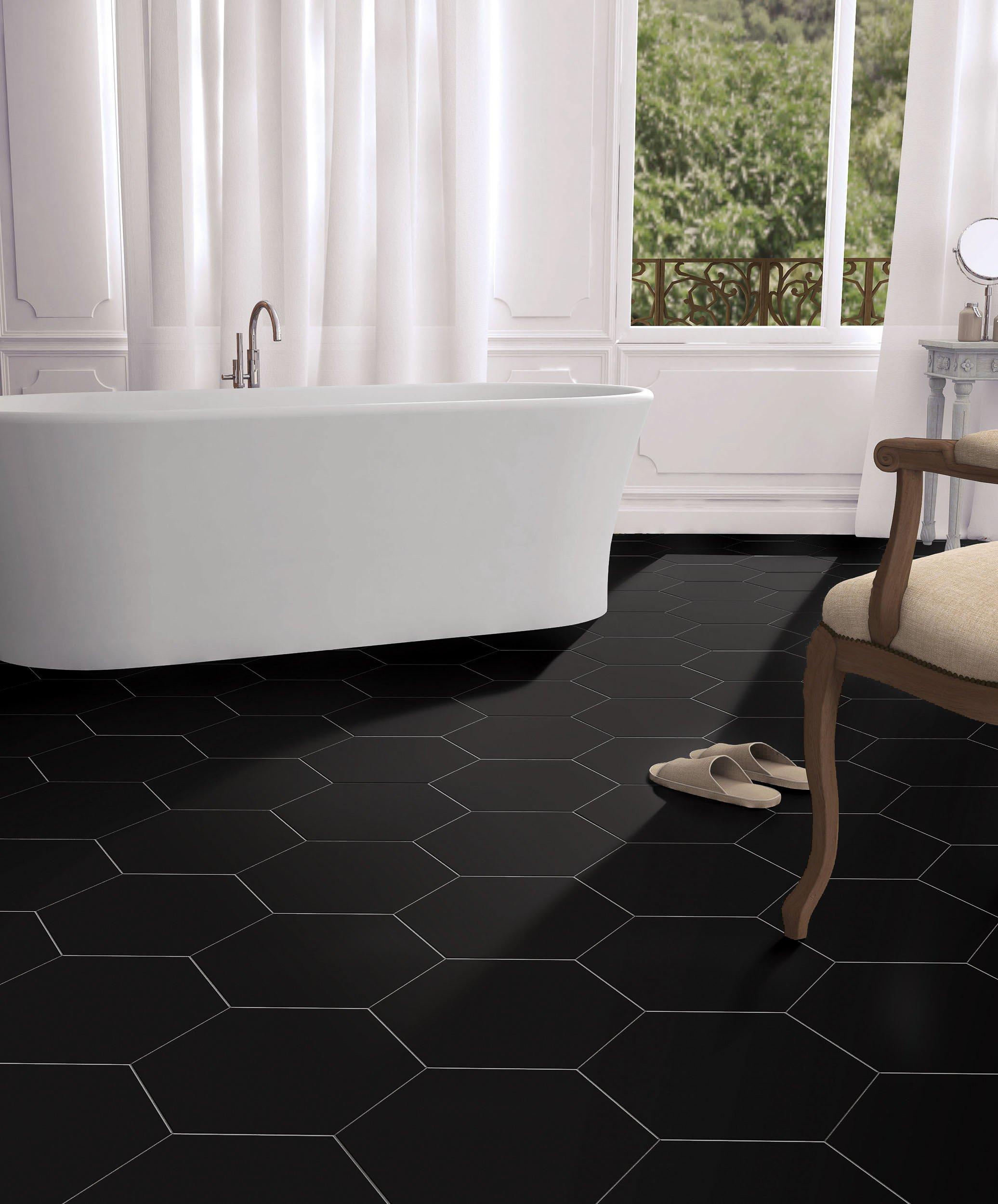 Opal Black Hexagon Porcelain Tile