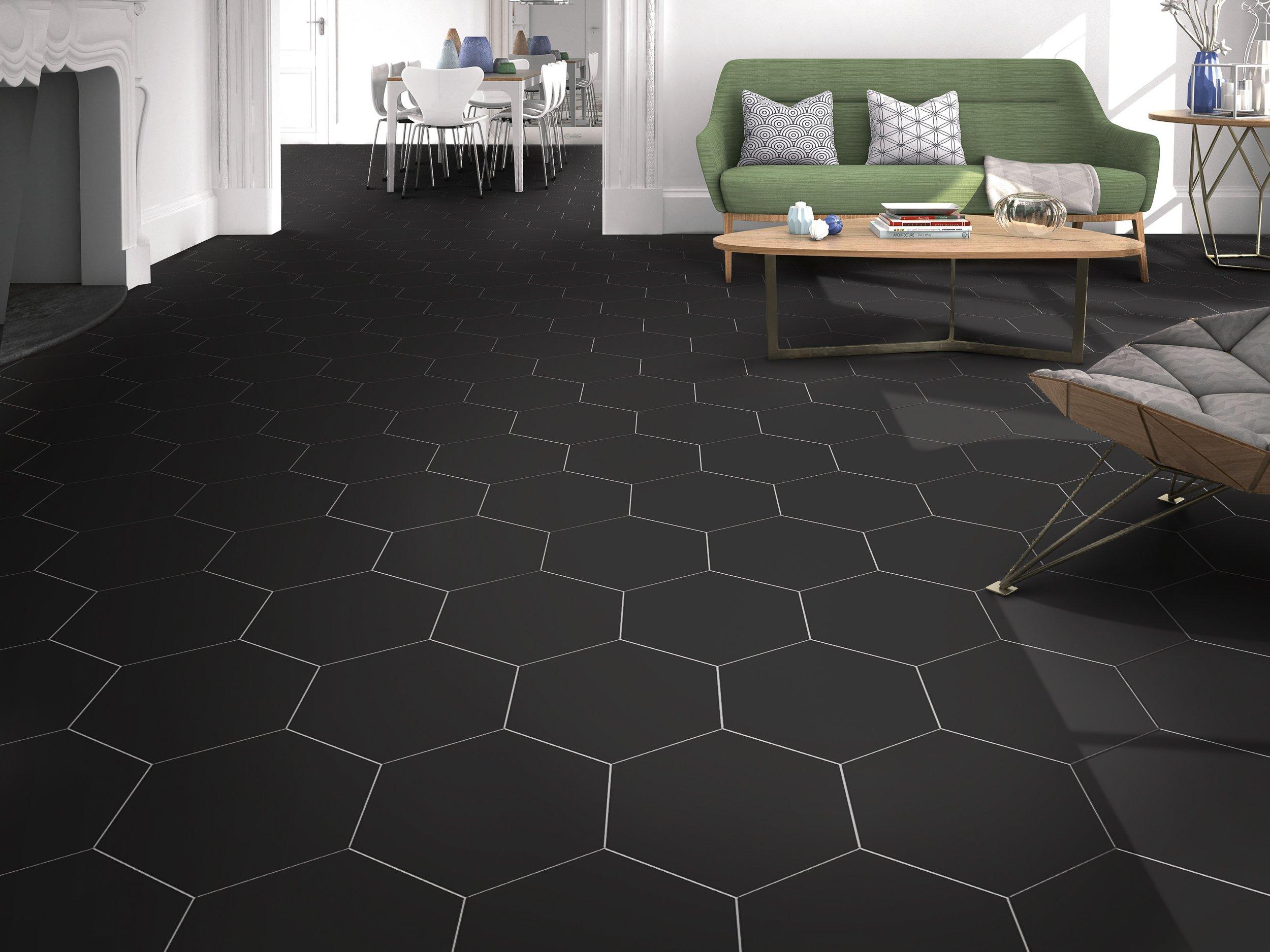 Opal Black Hexagon Porcelain Tile