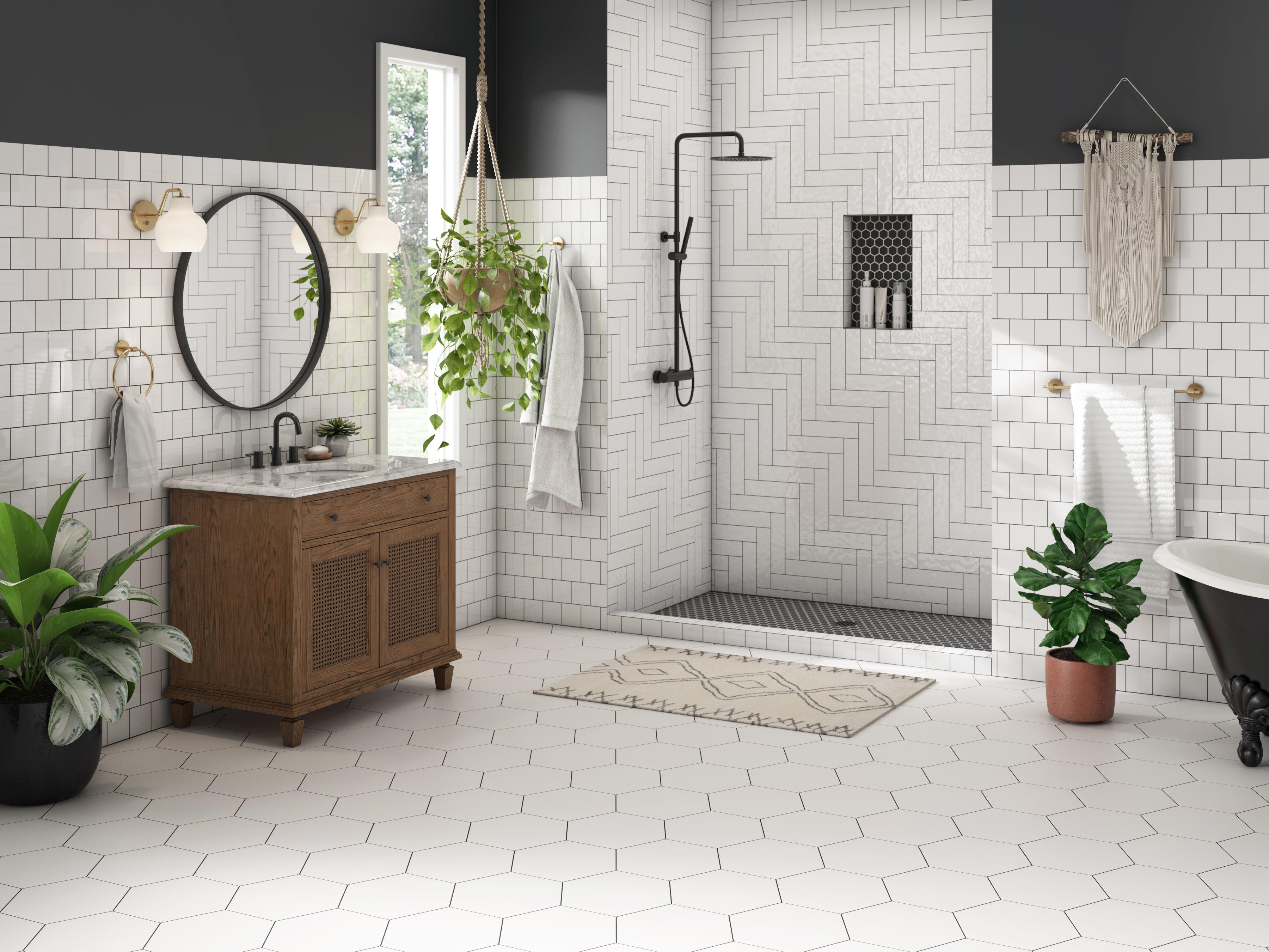 Opal White Hexagon Porcelain Tile