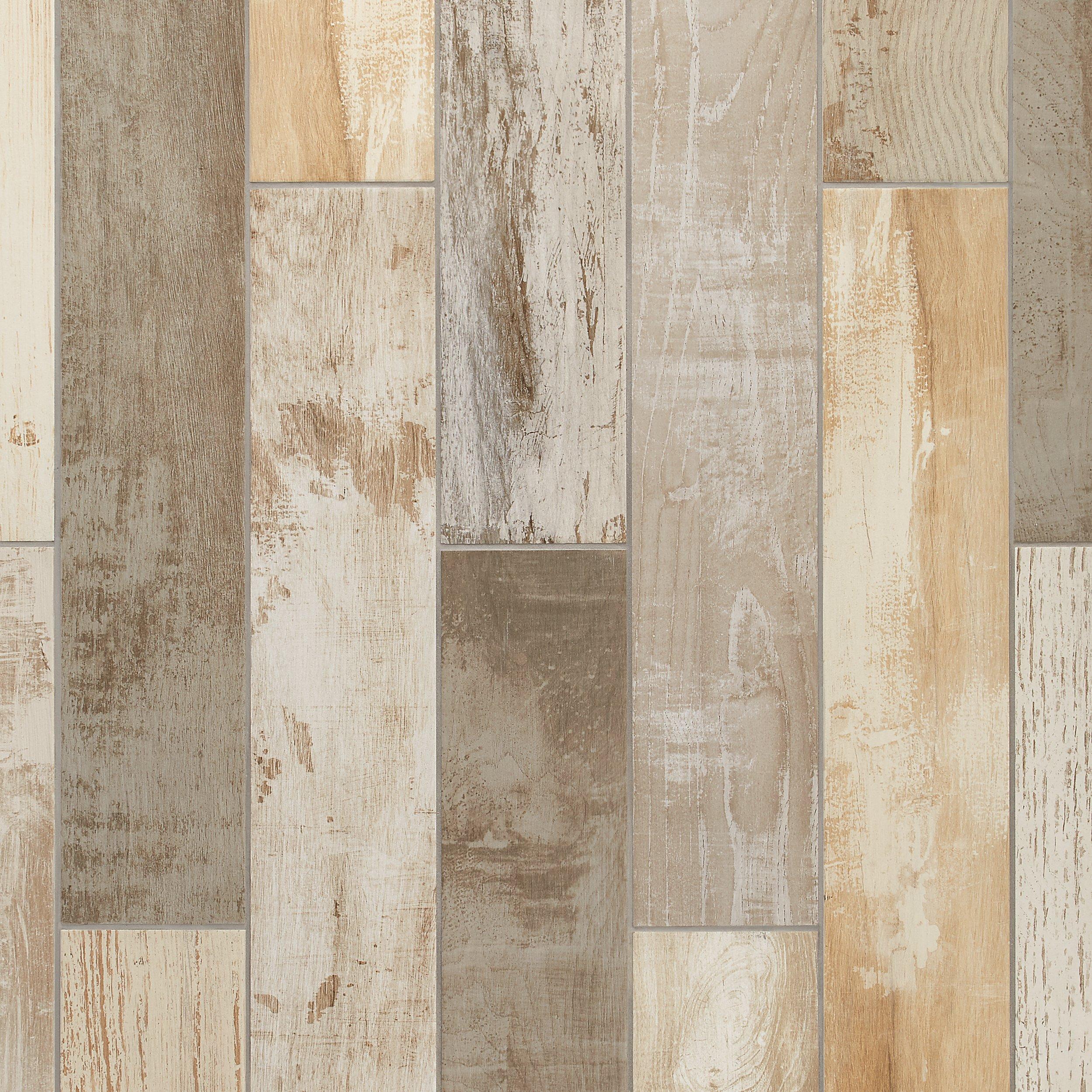 Avalon Pier Multi Color Wood Plank Porcelain Tile