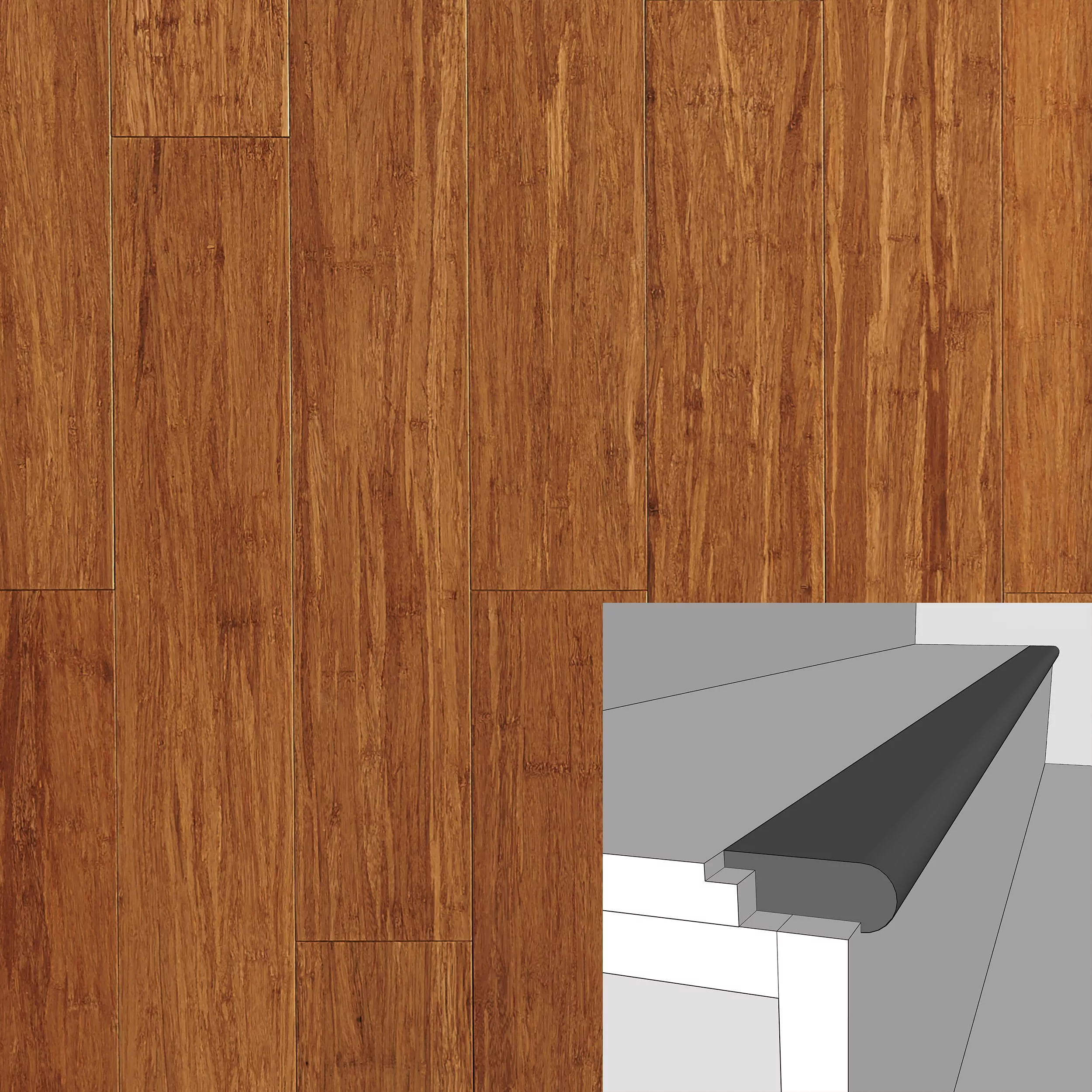 Color 29330P Large Bamboo Flush Stair Nose