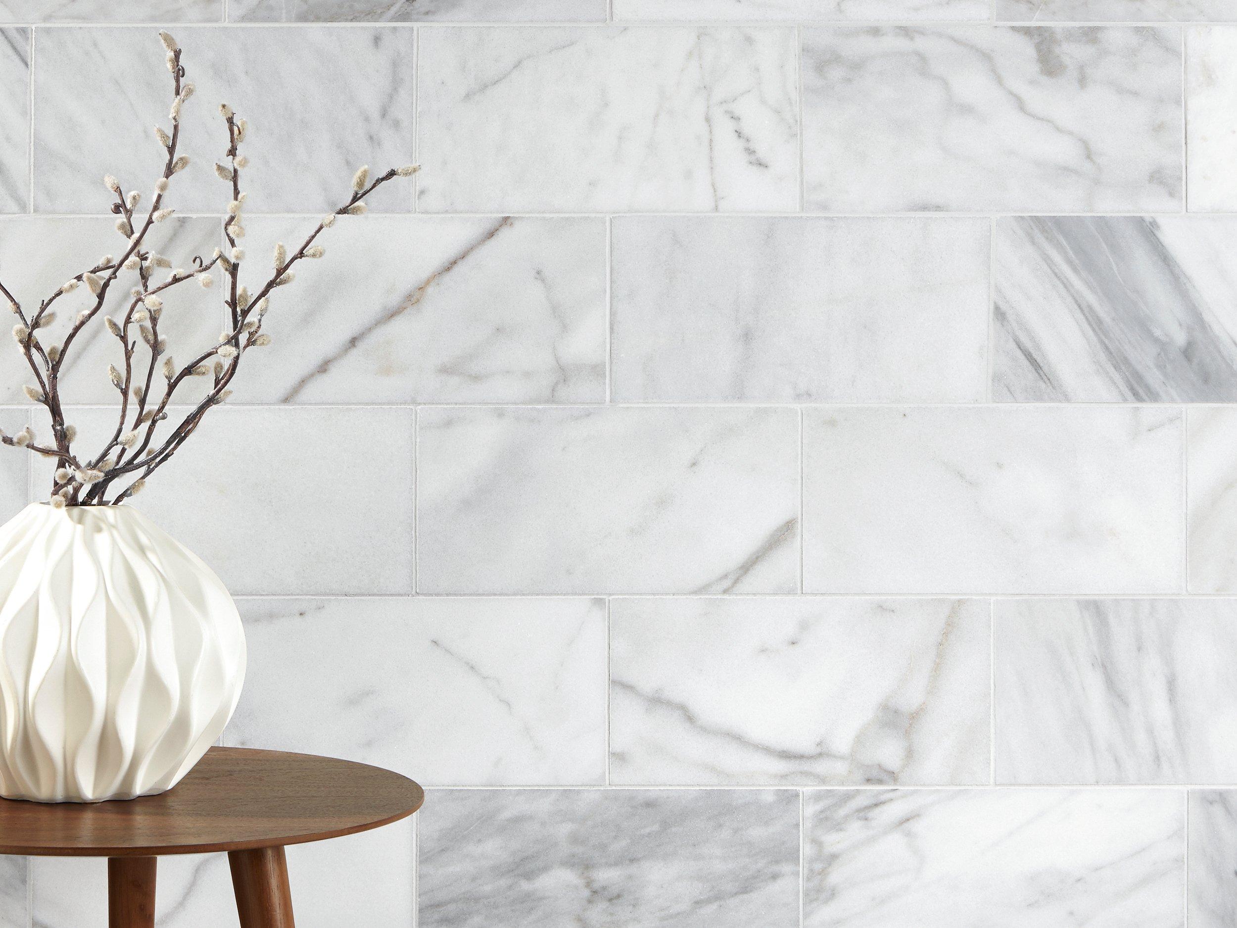 Ocean White Polished Marble Tile