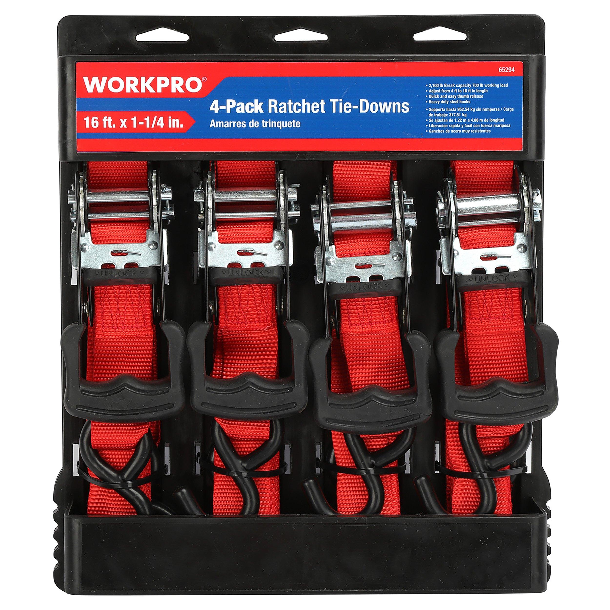 Work Pro Ratchet Tie-Down - 4pk.