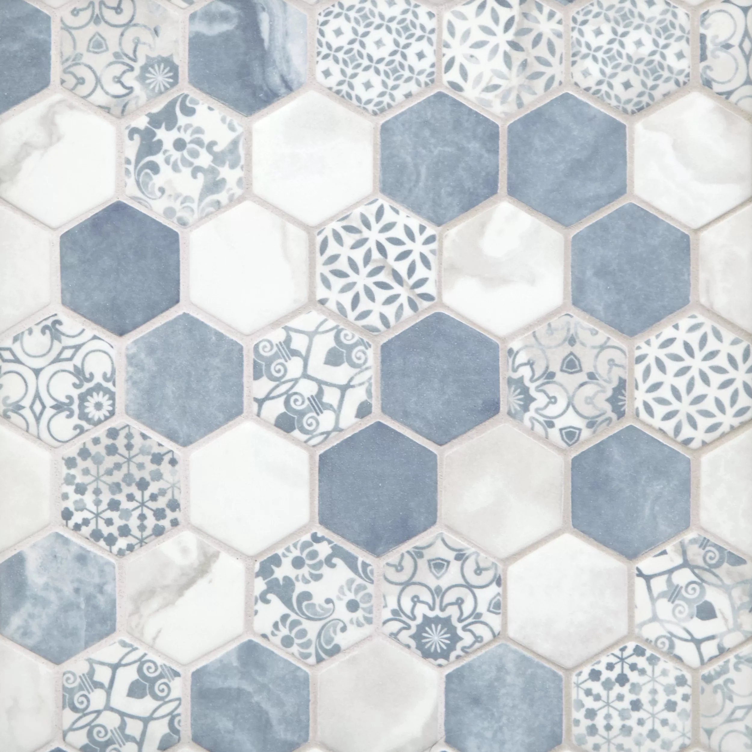 Chateau Blue 2 in. Hexagon Recycled Glass Mosaic