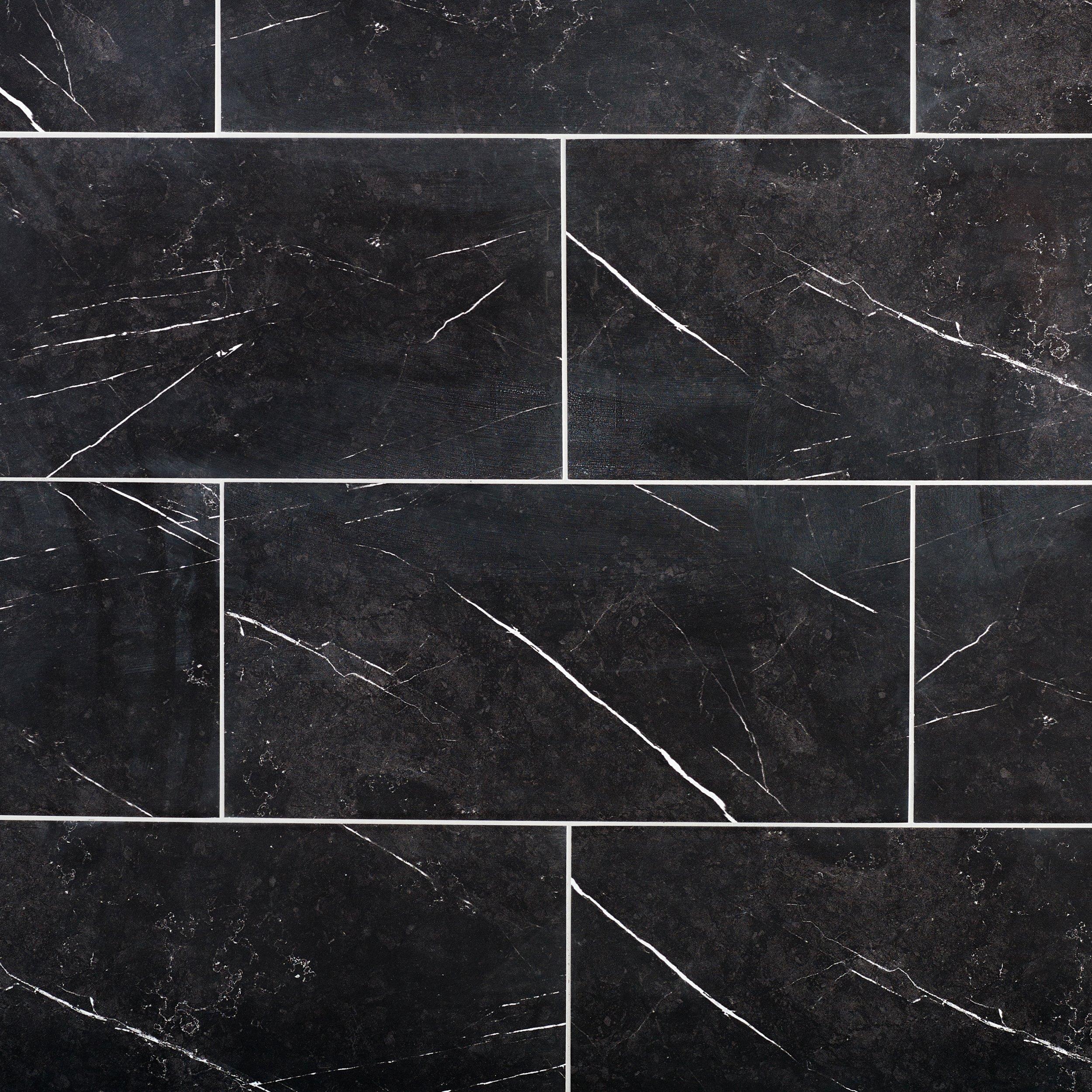 Marquina Black Polished Porcelain Tile | Floor and Decor