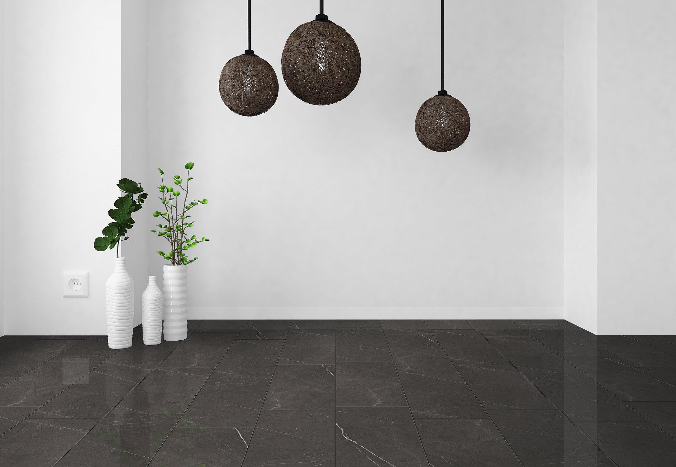 The Room Black Polished Porcelain Tile from Tile Mountain