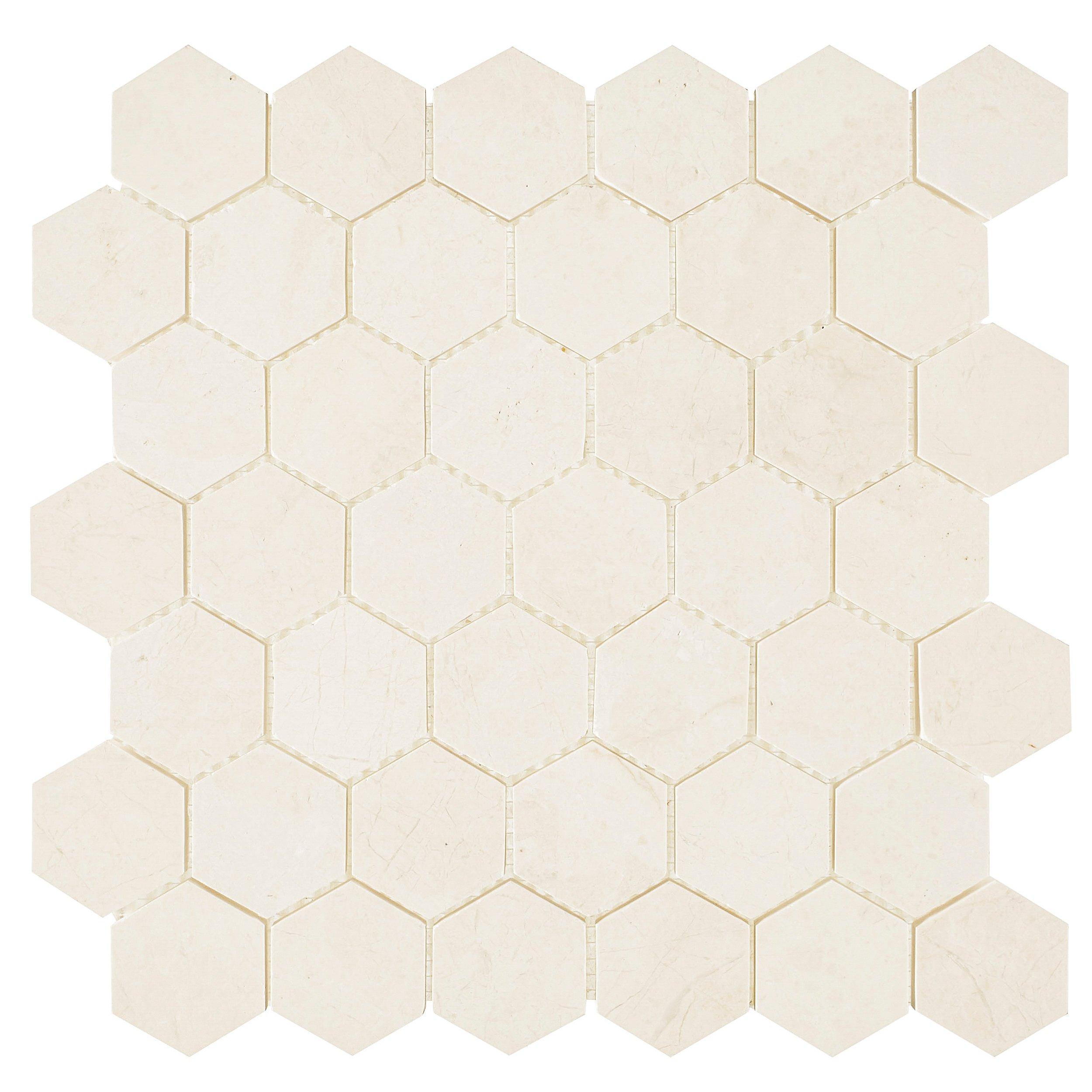 Santorini White 2 in. Hexagon Polished Marble Mosaic