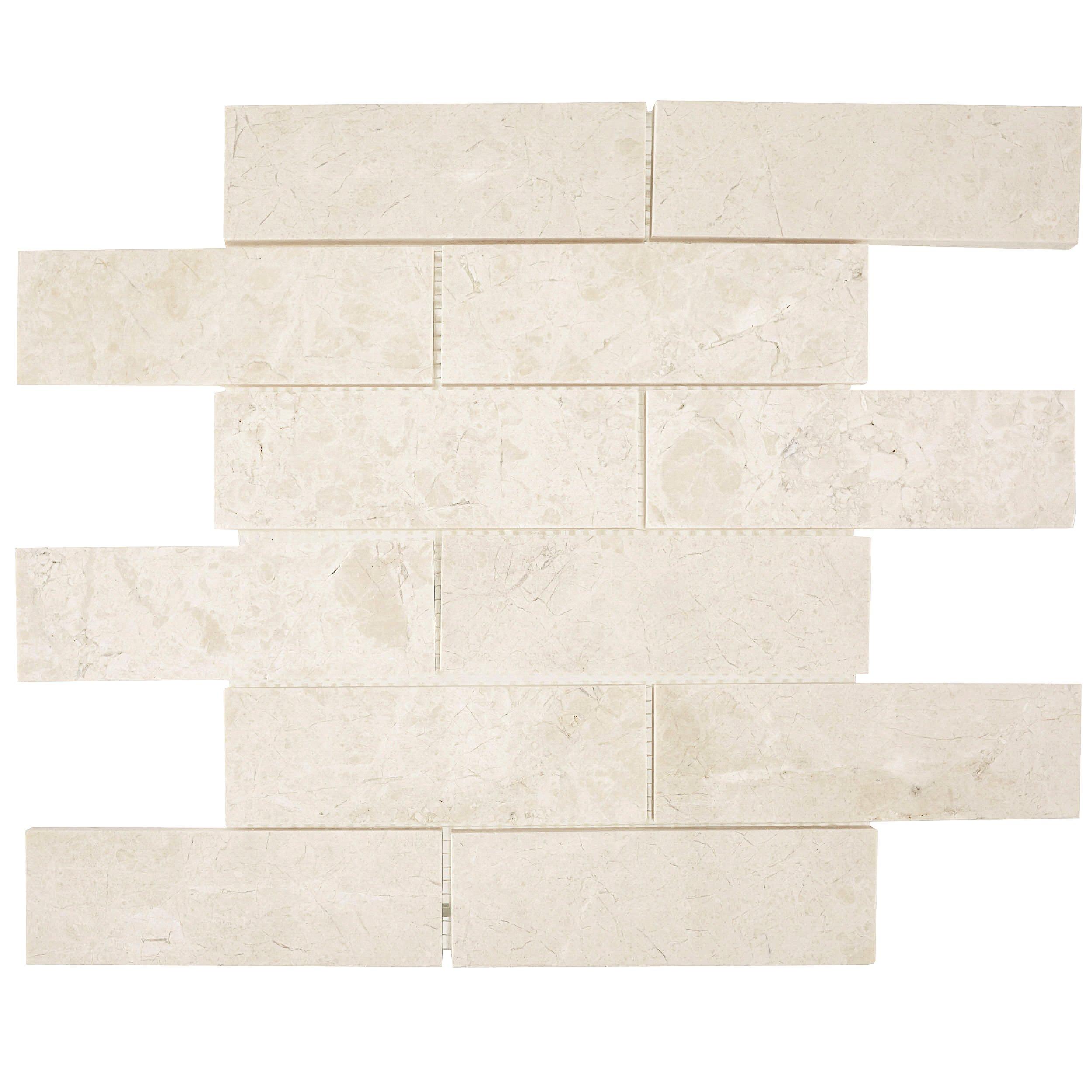 Santorini White 2 x 6 in. Brick Marble Mosaic