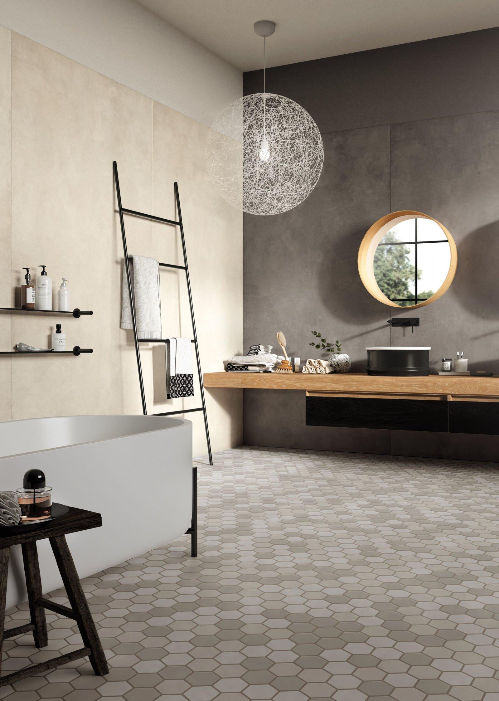 Unglazed Creme Blend 2 in. Hexagon Porcelain Mosaic