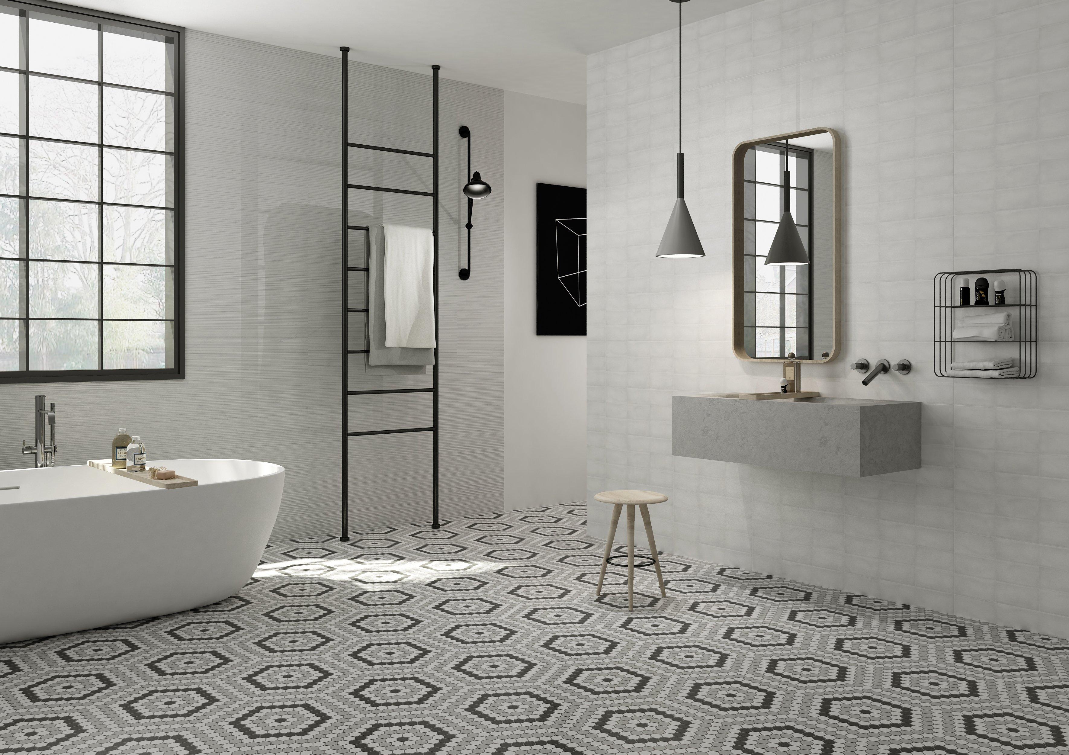 Retro 1 in. Hexagon Porcelain Mosaic