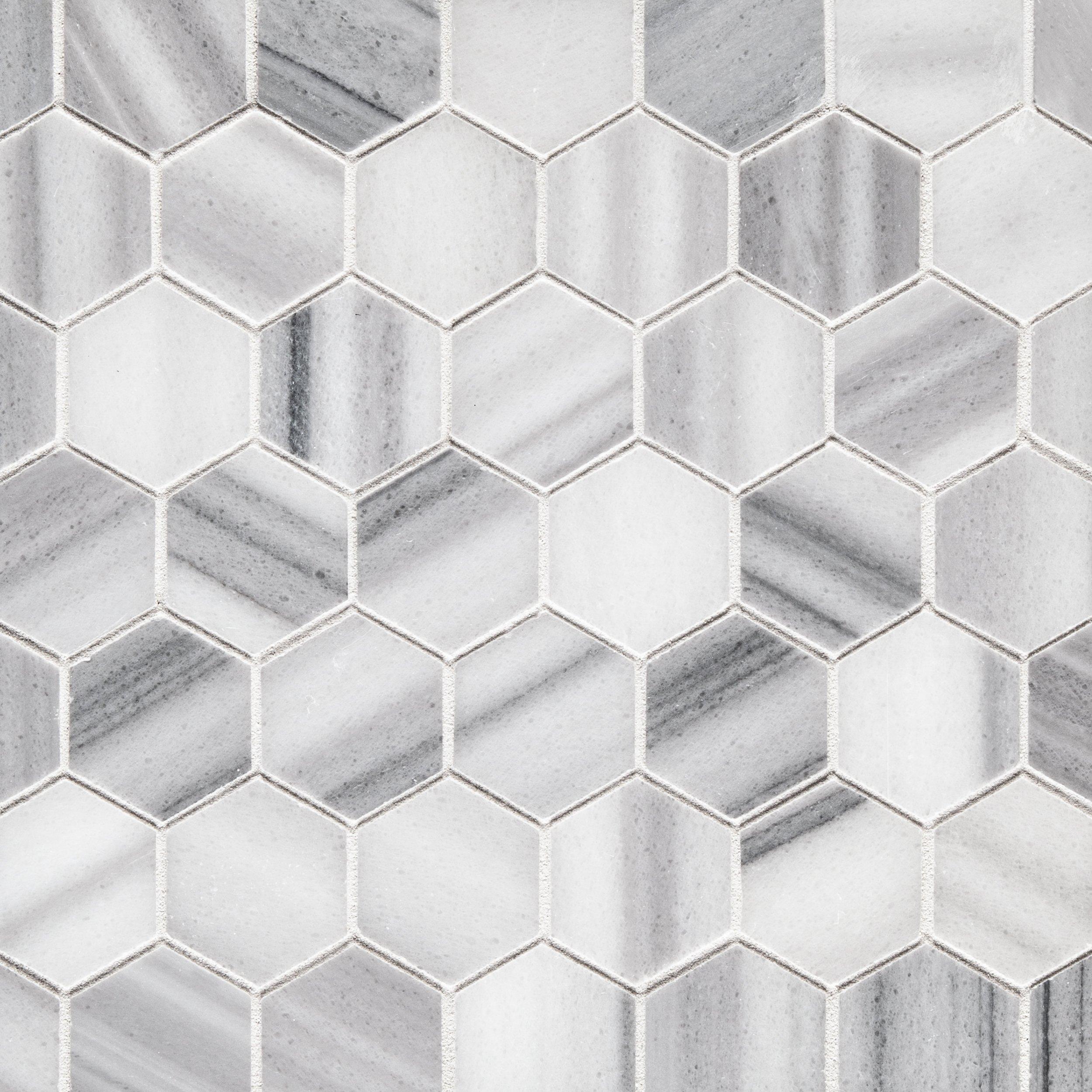 Skyfall 2 in. Hexagon Polished Marble Mosaic