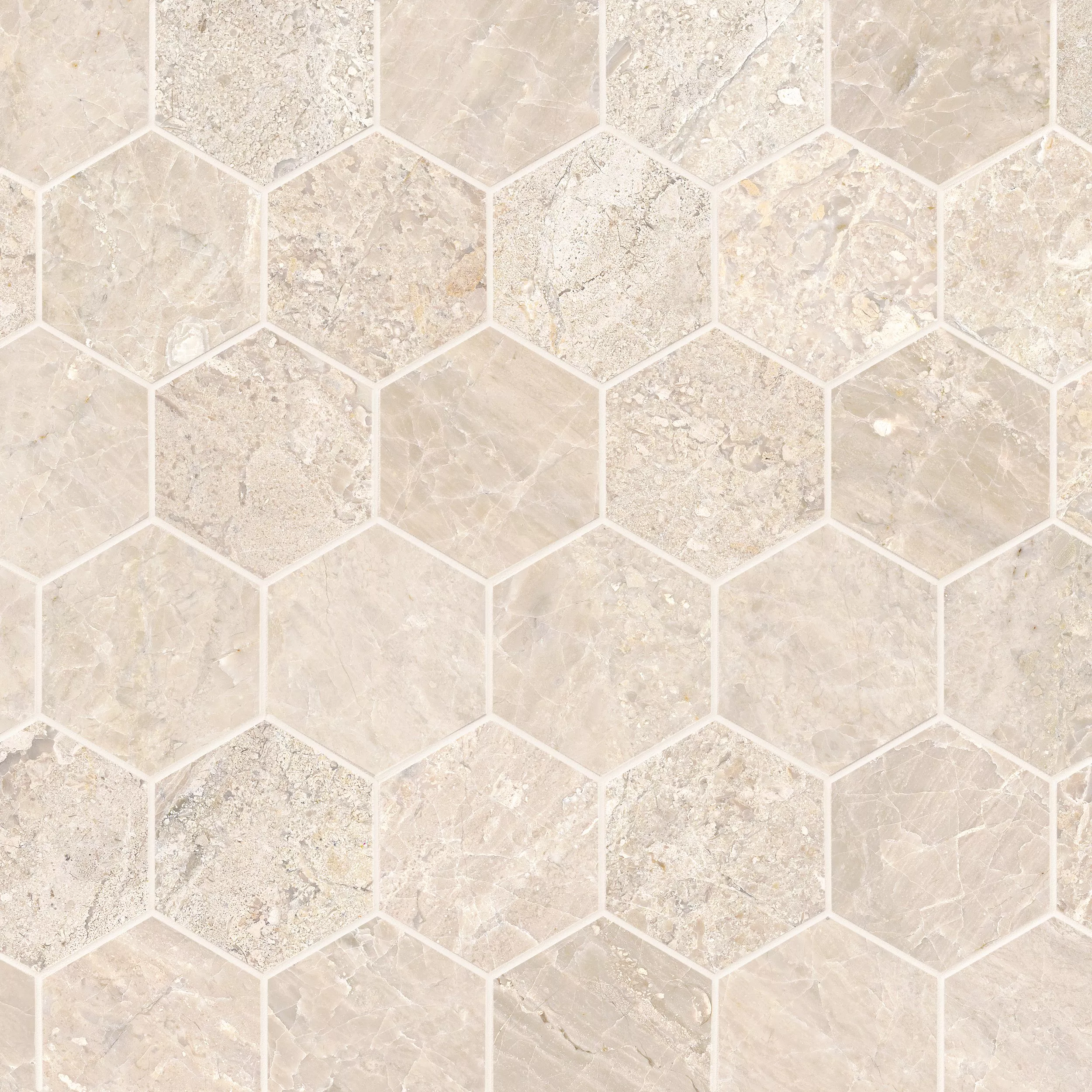 Crema Royal 2 in. Hexagon Polished Marble Mosaic