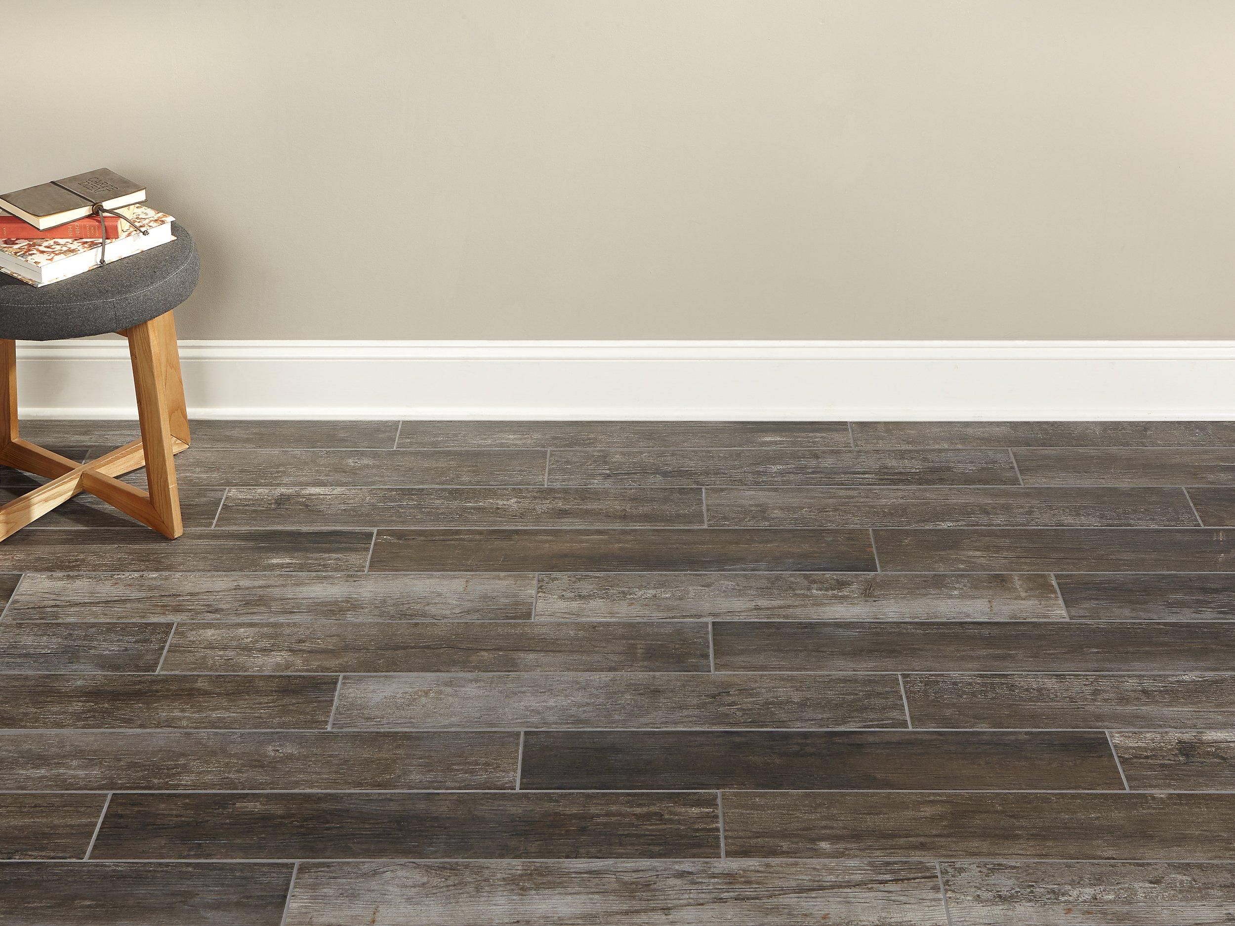 Floor & Decor | Hard Grey Wood Plank Porcelain Tile, 6 x 24, 10 mm Thick