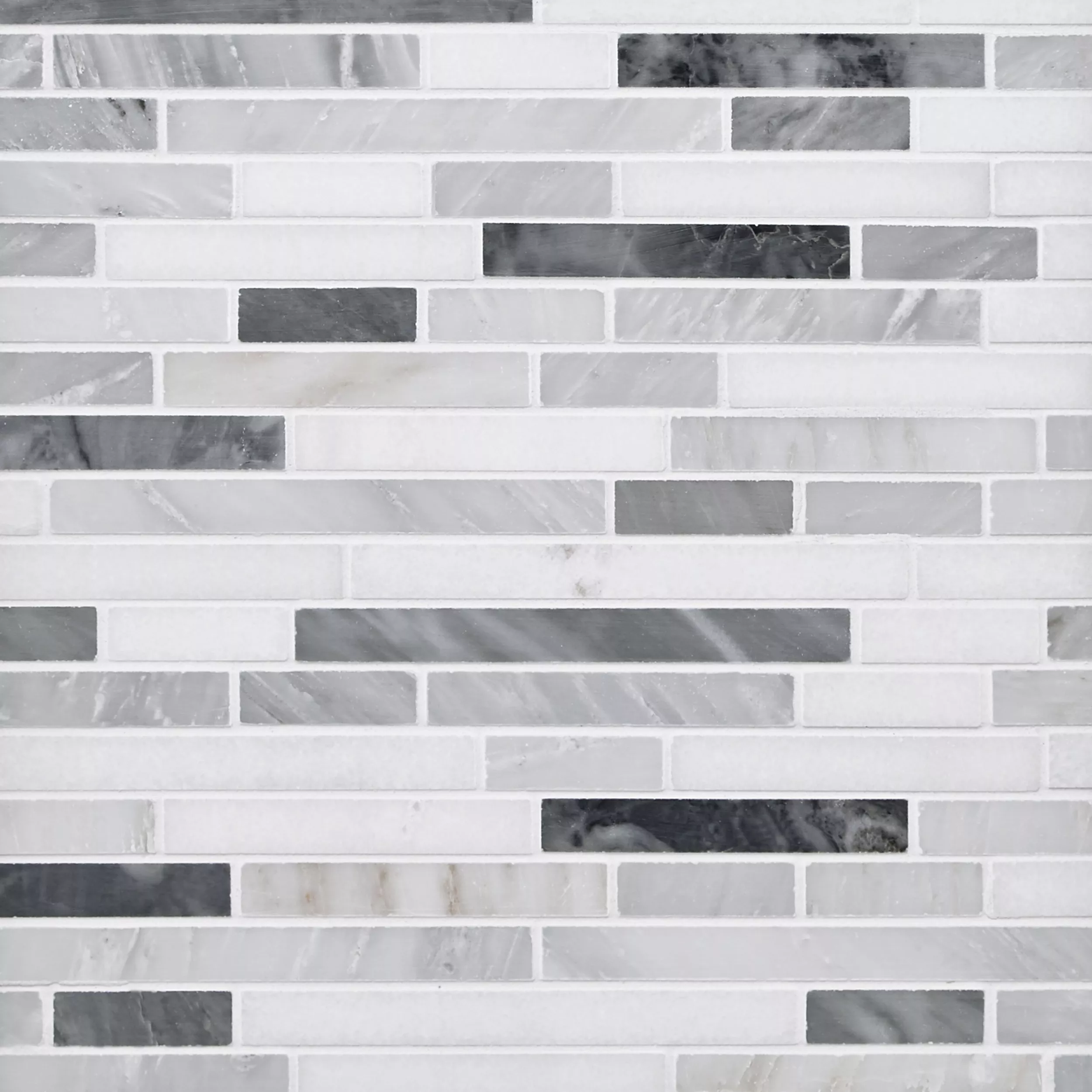 Dove Gray and White Polished Linear Marble Mosaic