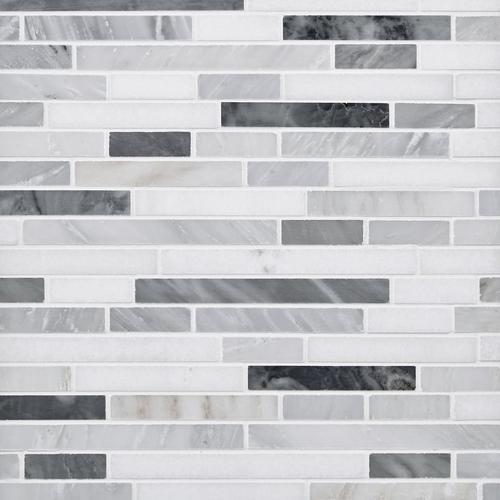 Dove Gray And White Polished Linear Marble Mosaic 12 X 12 100568823 Floor And Decor