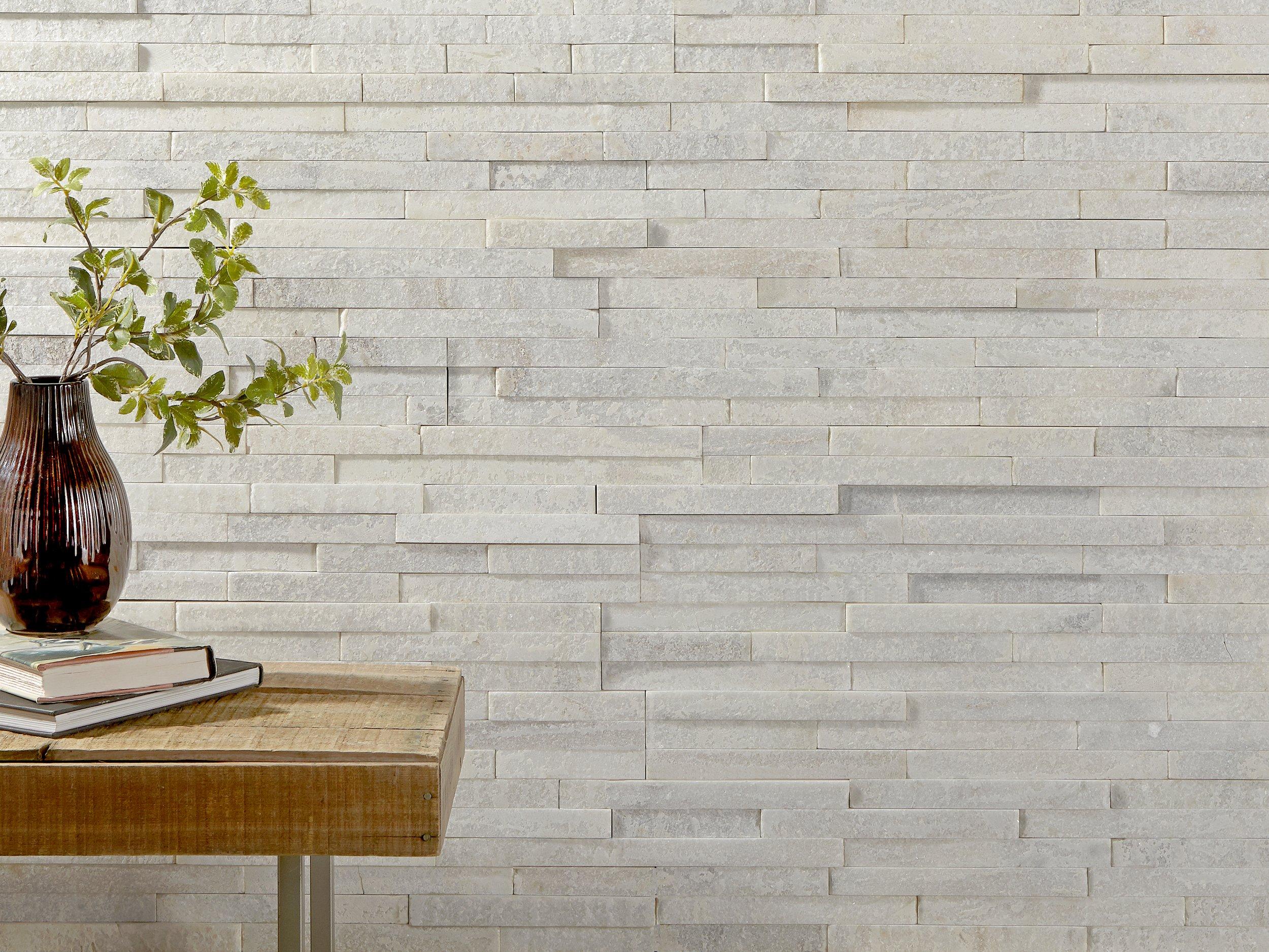 Celeste White Quartzite Ledger Panel | Floor and Decor