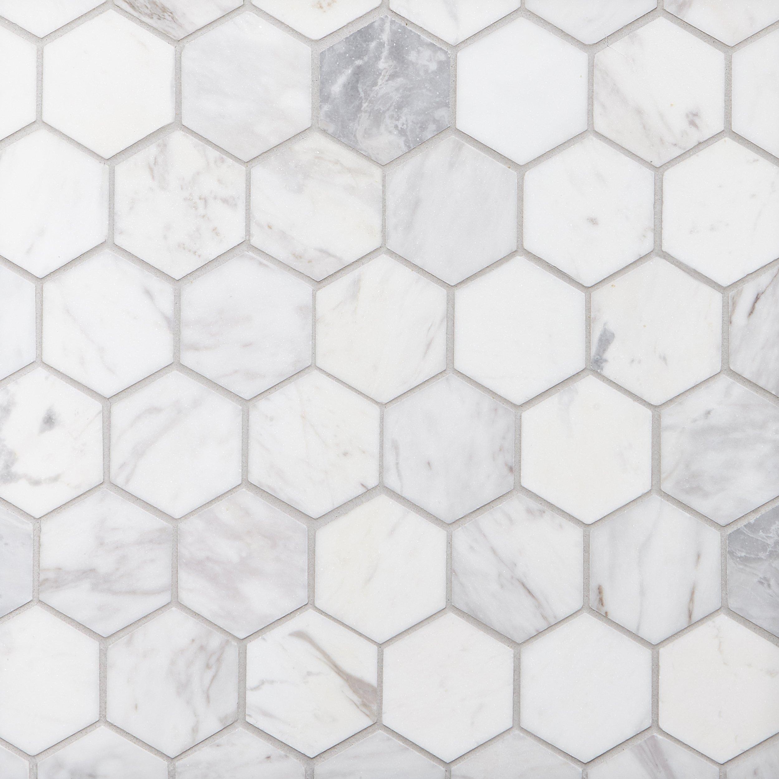 Volakas 2 In Hexagon Honed Marble, 2 Marble Hexagon Tile