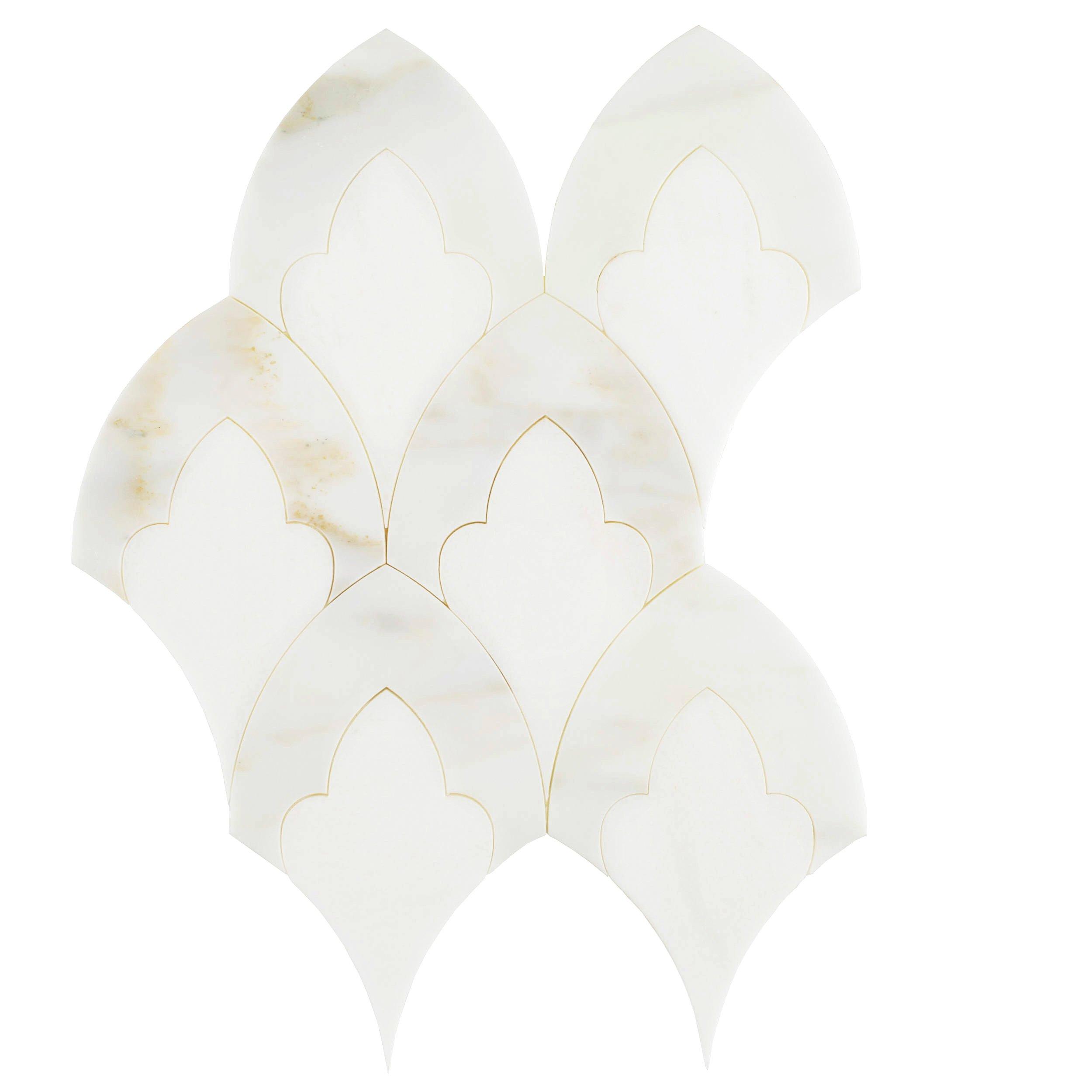 Athena Thassos Calacatta Waterjet Polished Marble Mosaic