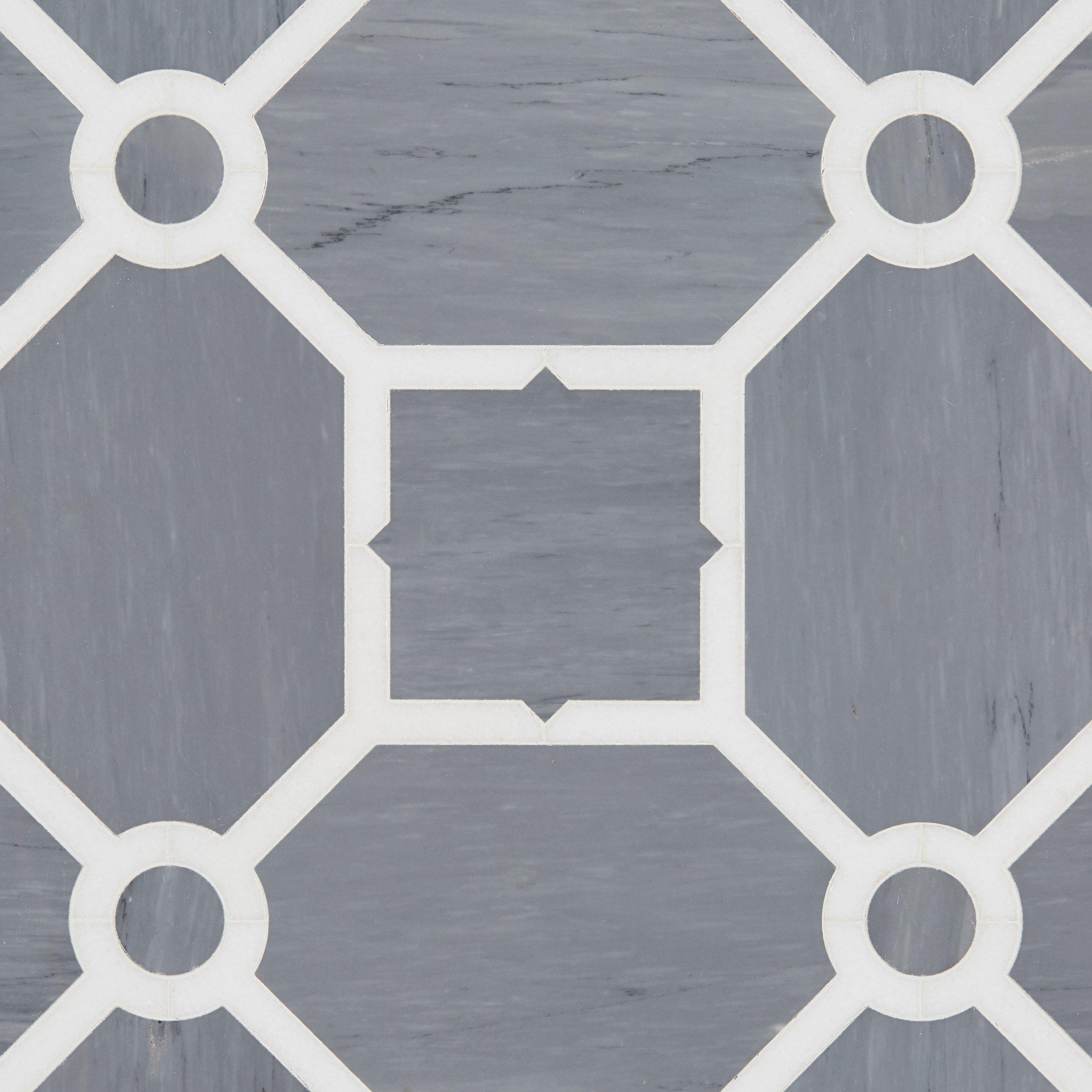 Janus Thassos Latin Blue Waterjet Marble Mosaic