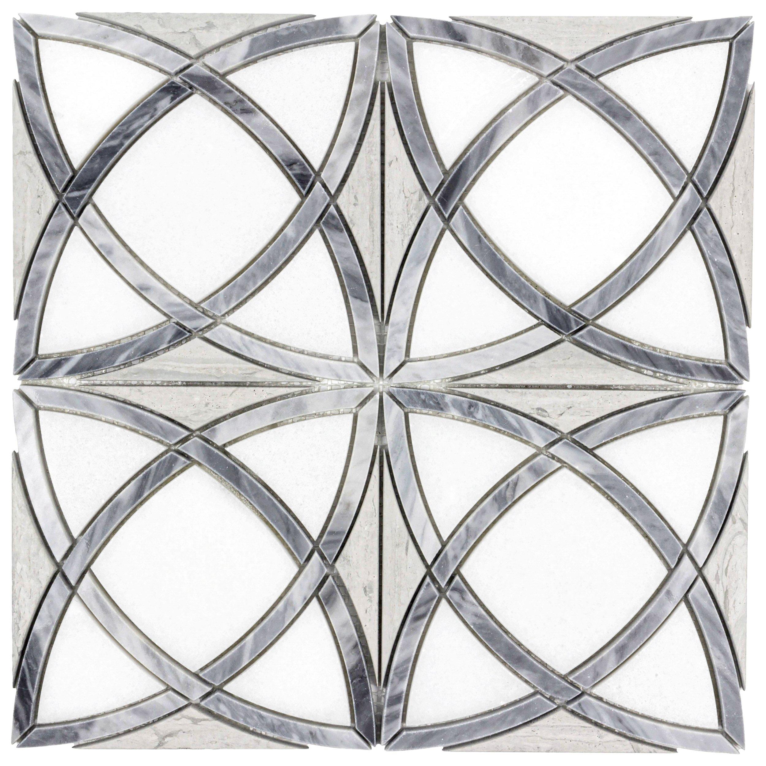 Dara Valentino Azul Bardiglio Waterjet Marble Mosaic