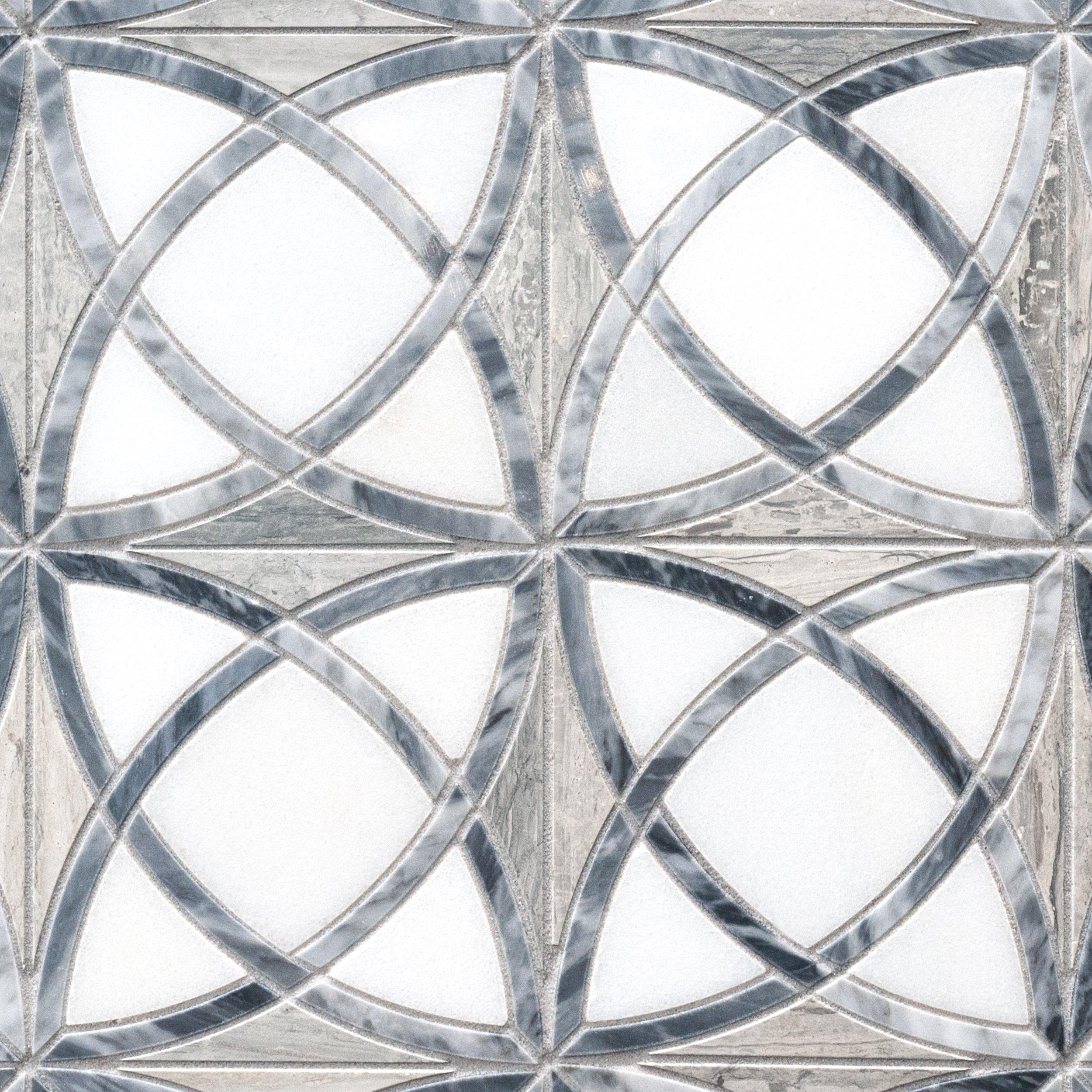 Dara Valentino Azul Bardiglio Waterjet Marble Mosaic