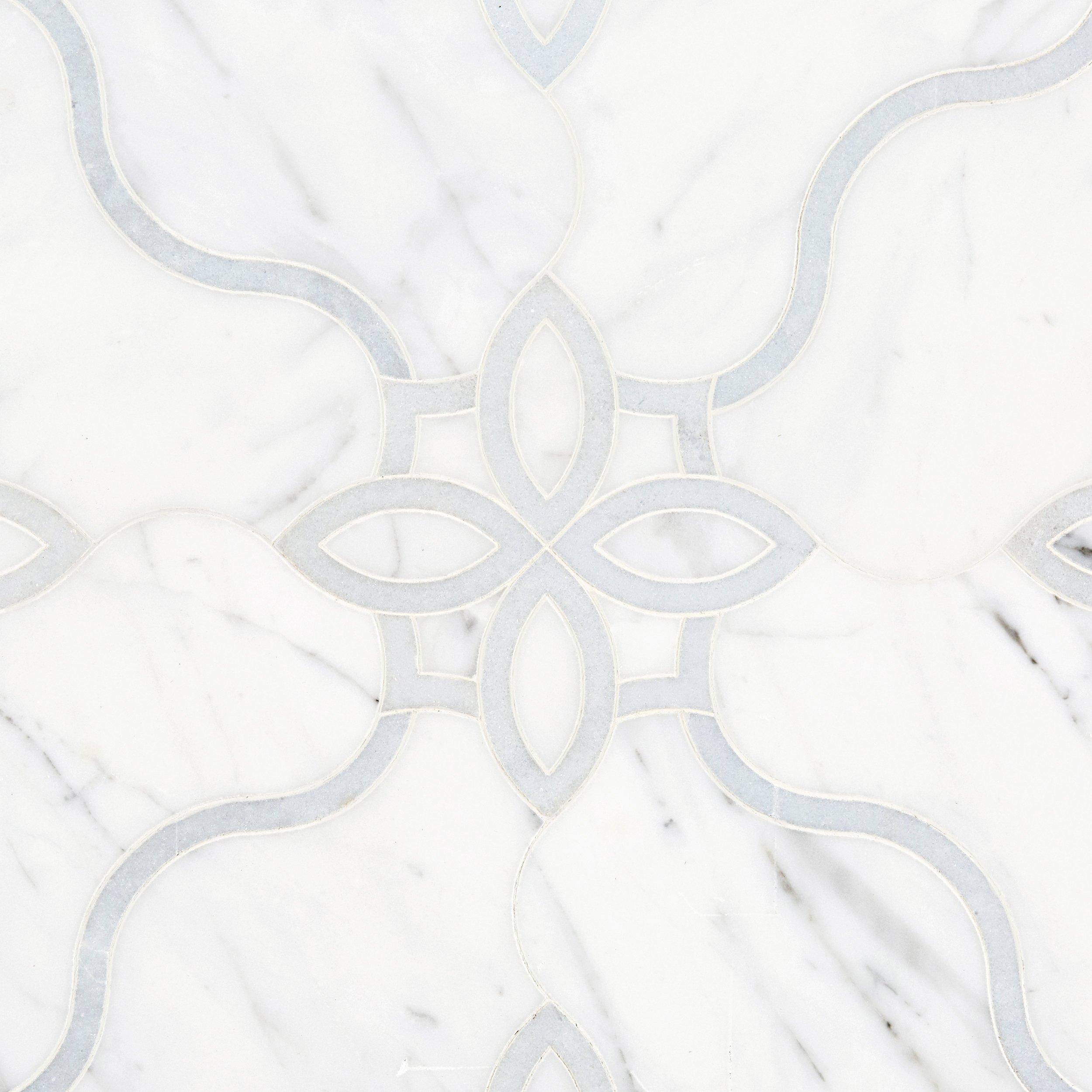 Freesia Statuario Latin Blue Waterjet Marble Mosaic