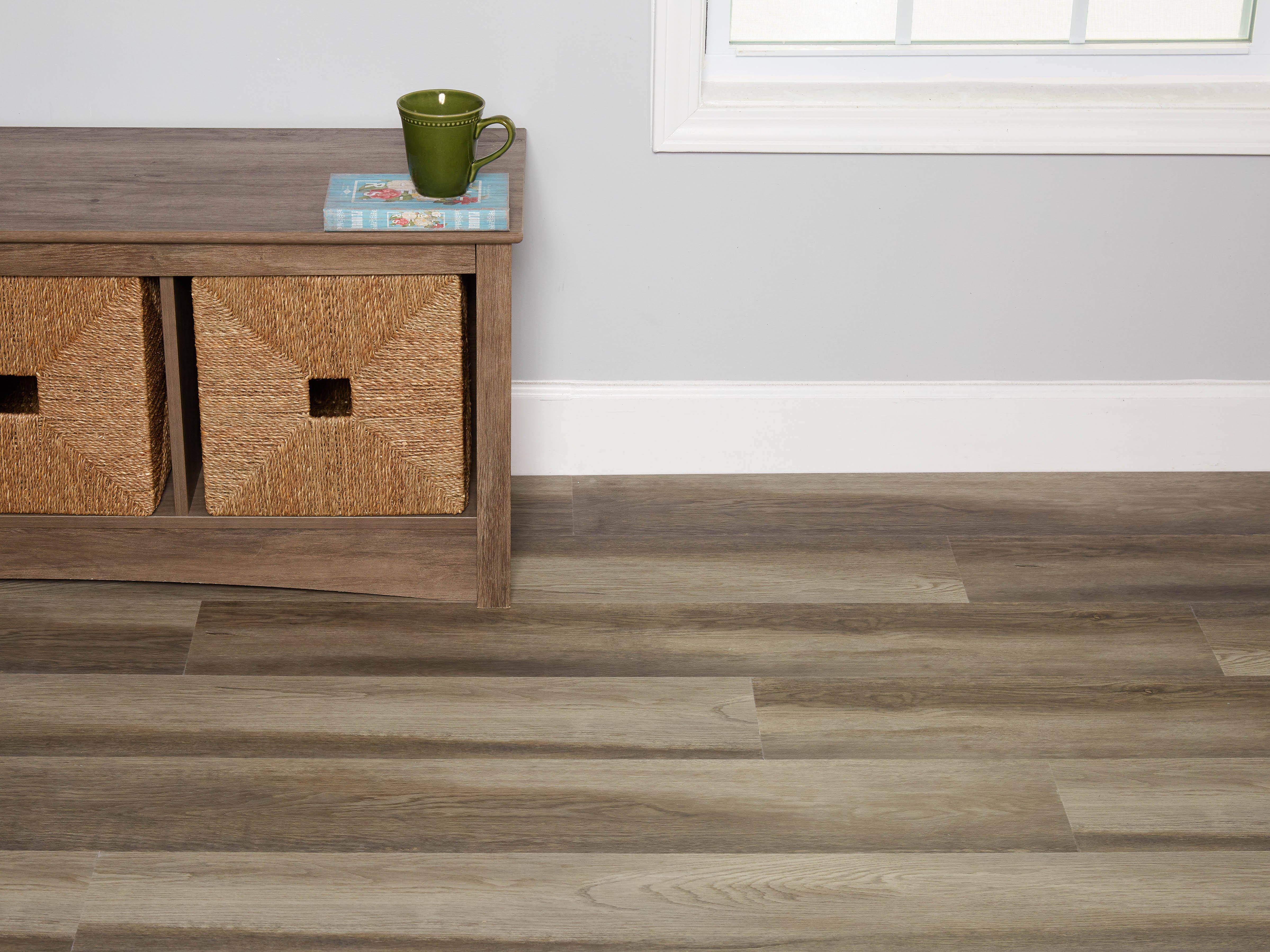 Duralux Performance | Barns Creek Oak Rigid Core Luxury Vinyl Plank - Foam Back, 5 mm, Beige - Floor & Decor