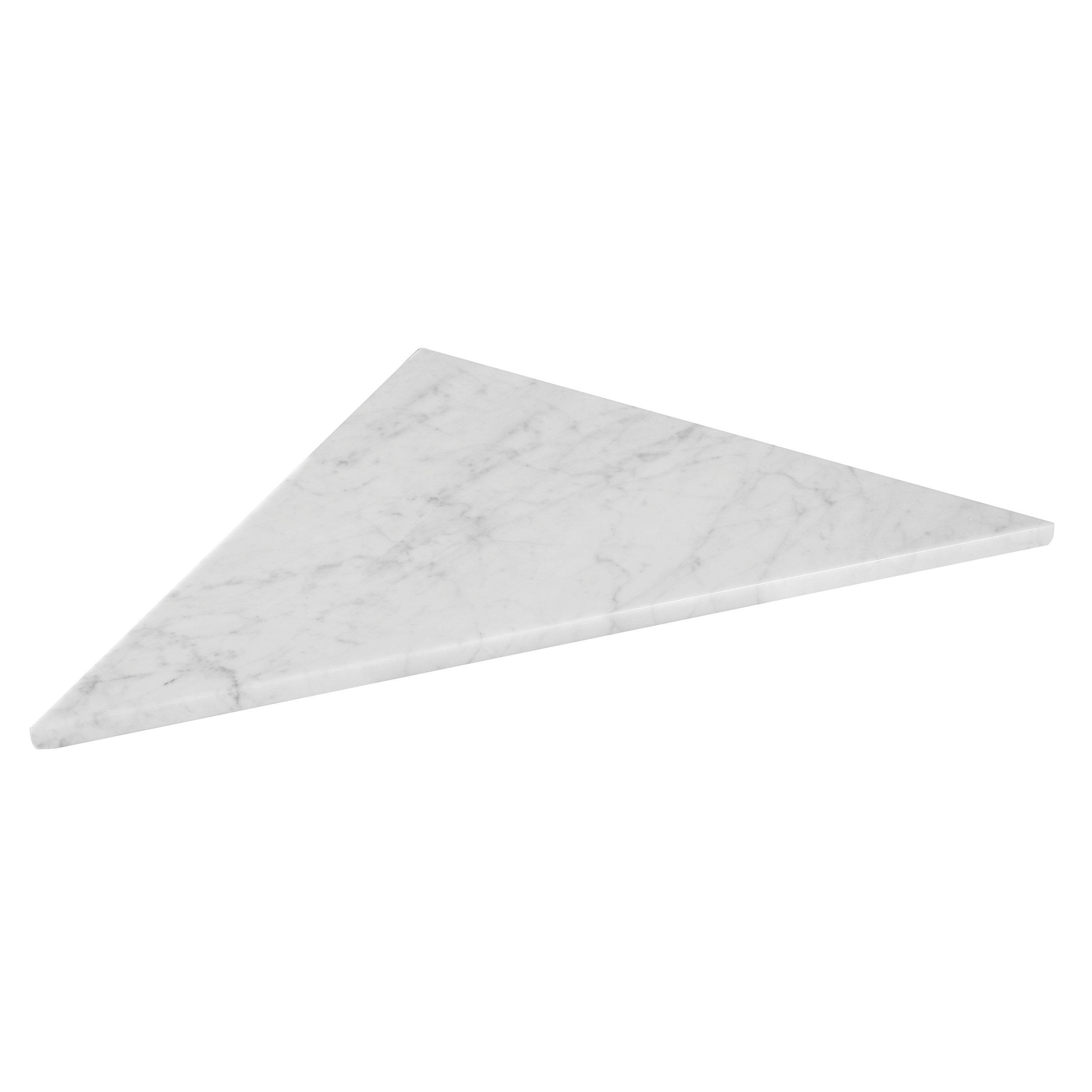 Carrara Marble 18 x 36 in. Triangle Shower Bench Floor and Decor