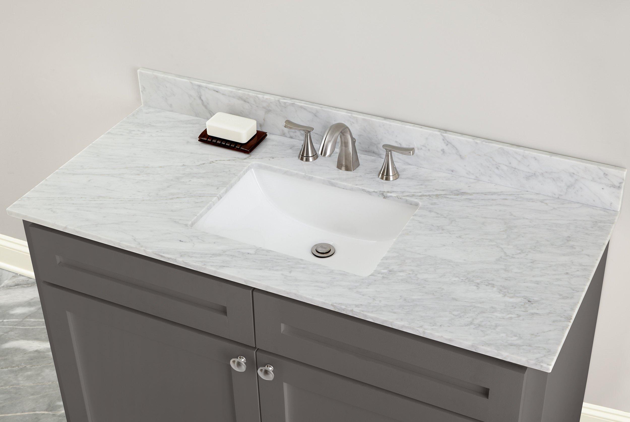 Bianco Carrara Marble 49 In Vanity Top Includes Backsplash Floor And Decor - Marble Bathroom Counter With Sink