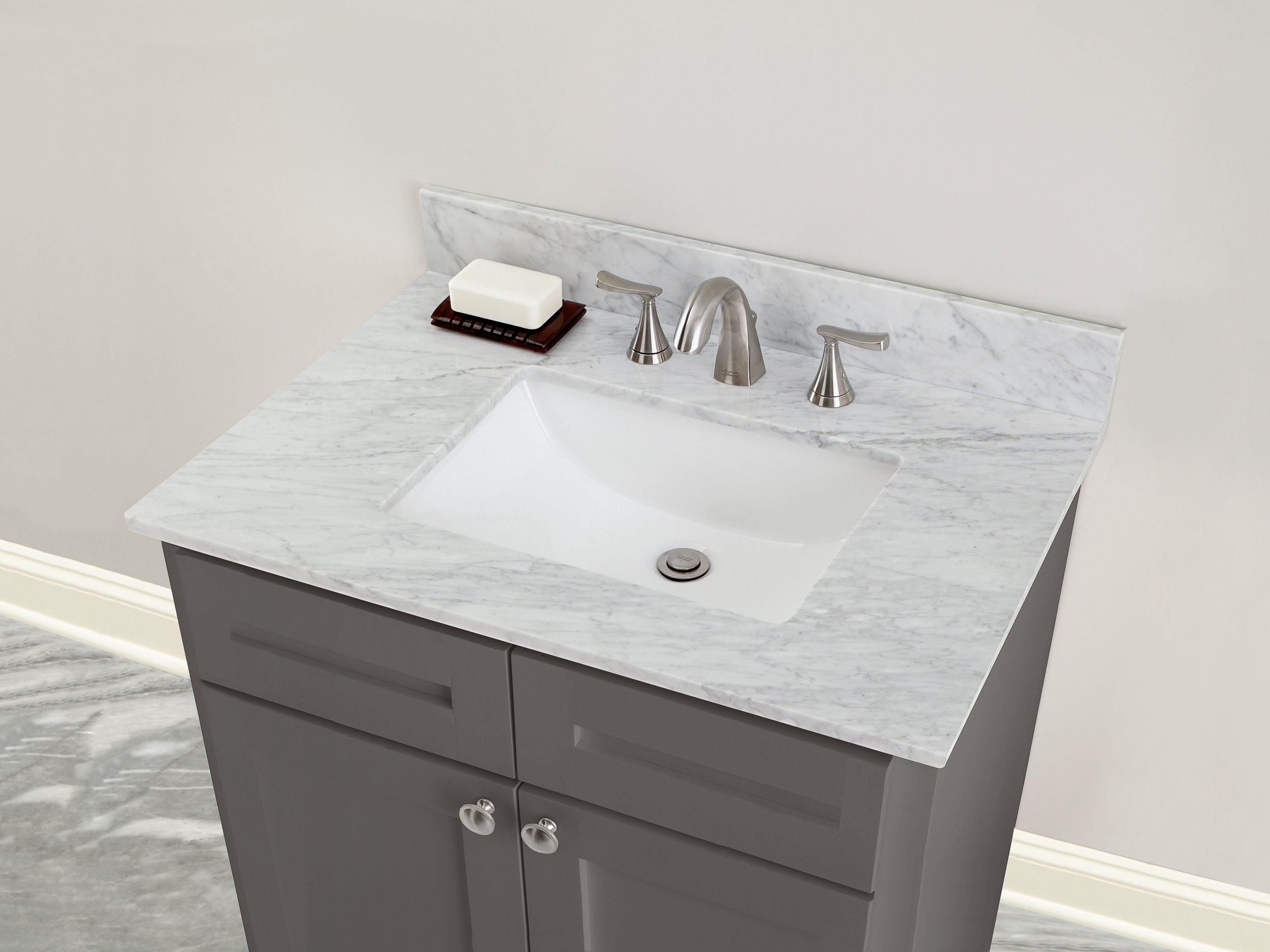 Bianco Carrara Marble 25 In Vanity Top Includes Backsplash 25in 100584010 Floor And Decor