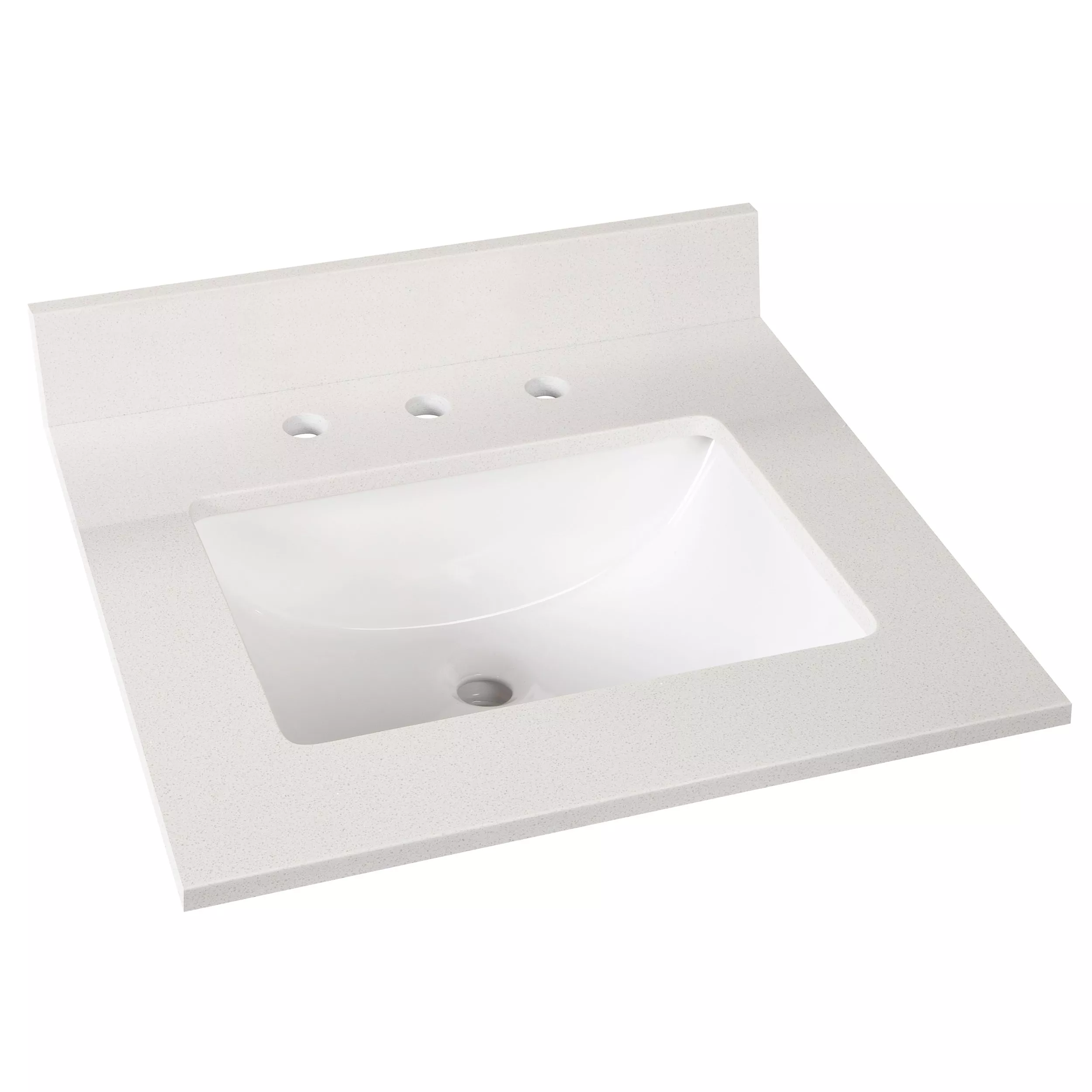 Sutton White Marble 25 in. Vanity Top includes Backsplash